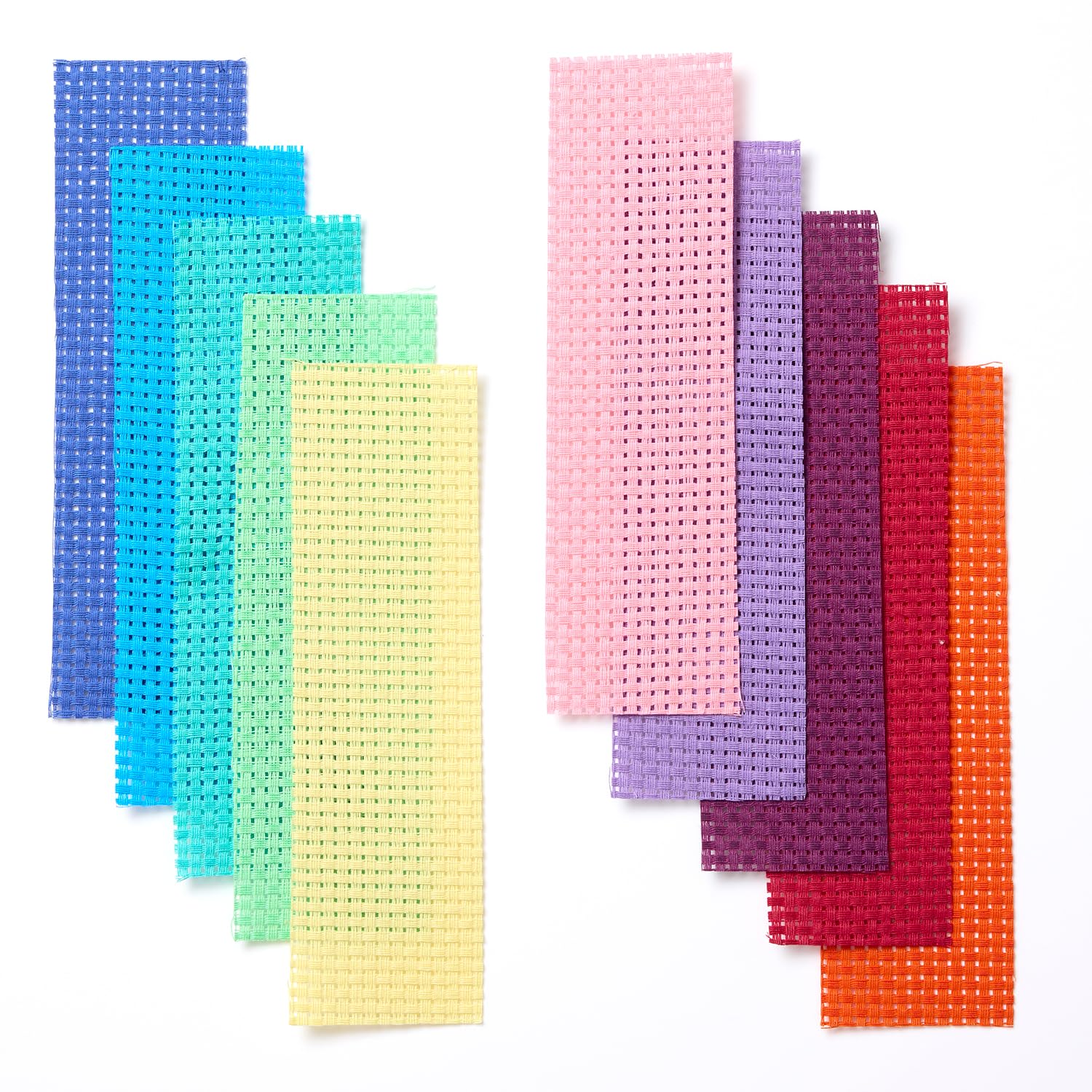 Springboard Supplies Cross Stitch Fabric Bookmarks - 10-Pack Binca Mesh for Sewing | 100% Cotton | Assorted Colors