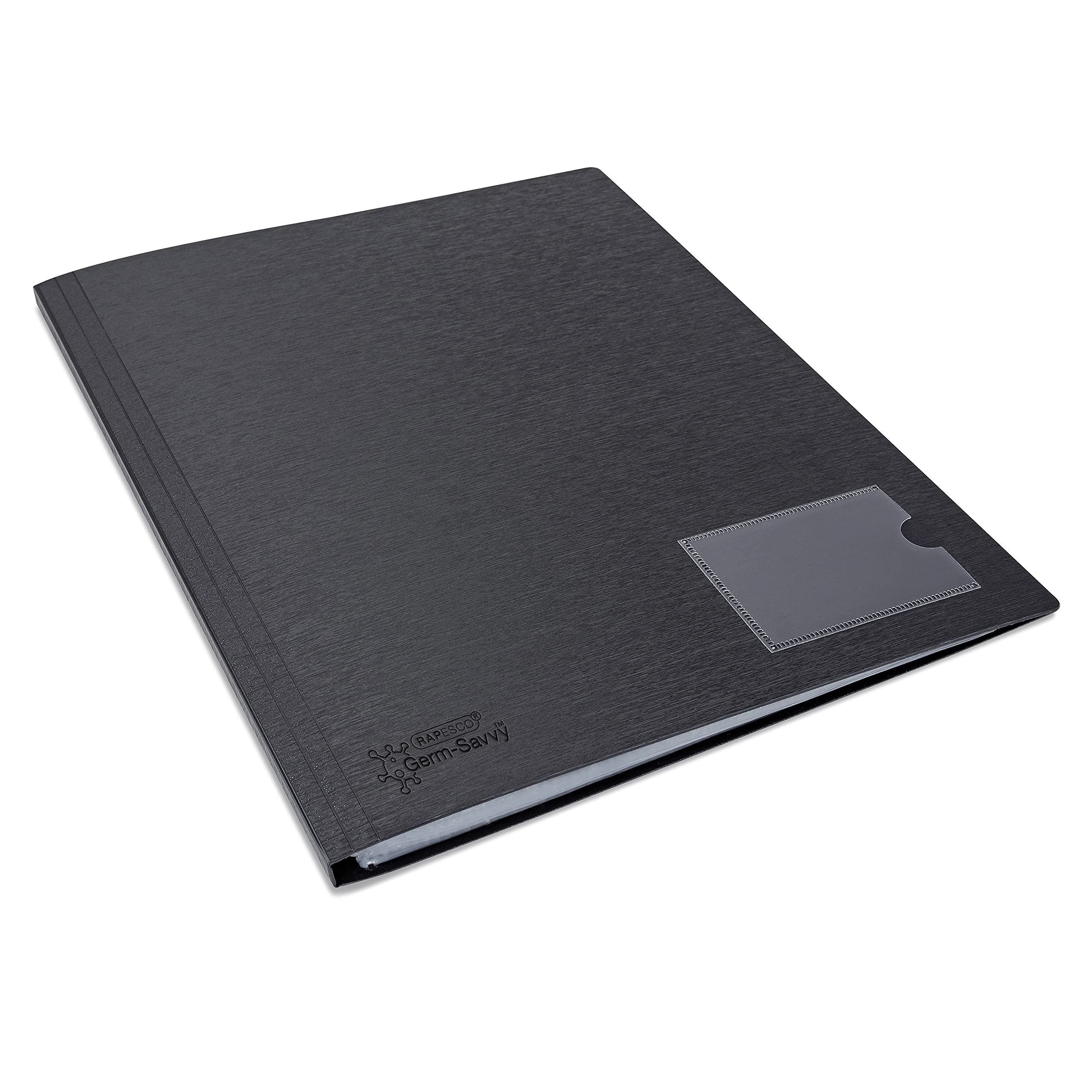 RAPESCO Germ-Savvy 1649 Antibacterial Display Book - 24 Pockets A4 | Black Polypropylene Hardcover
