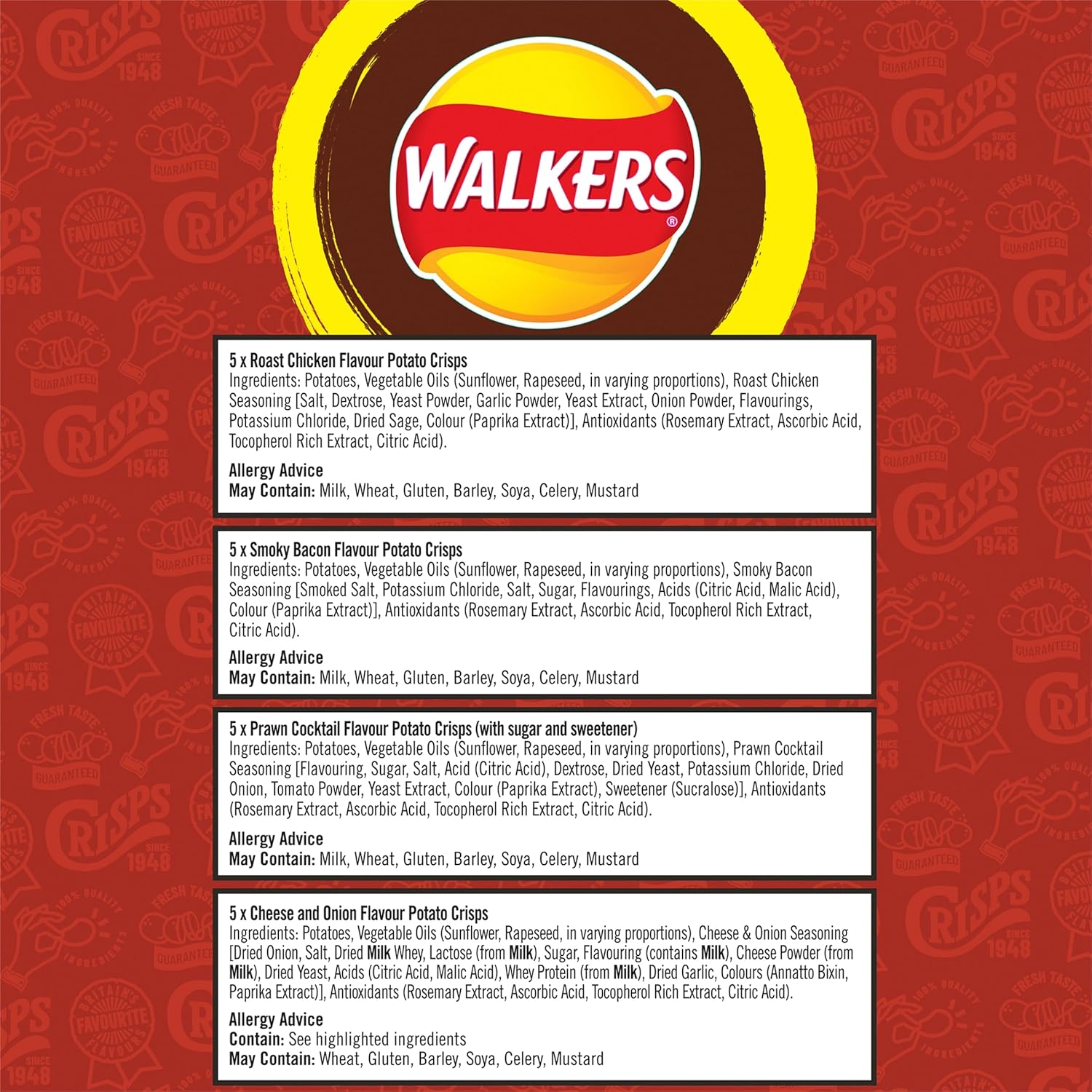 Walkers Meaty Variety Multipack Chips 20x25g 7