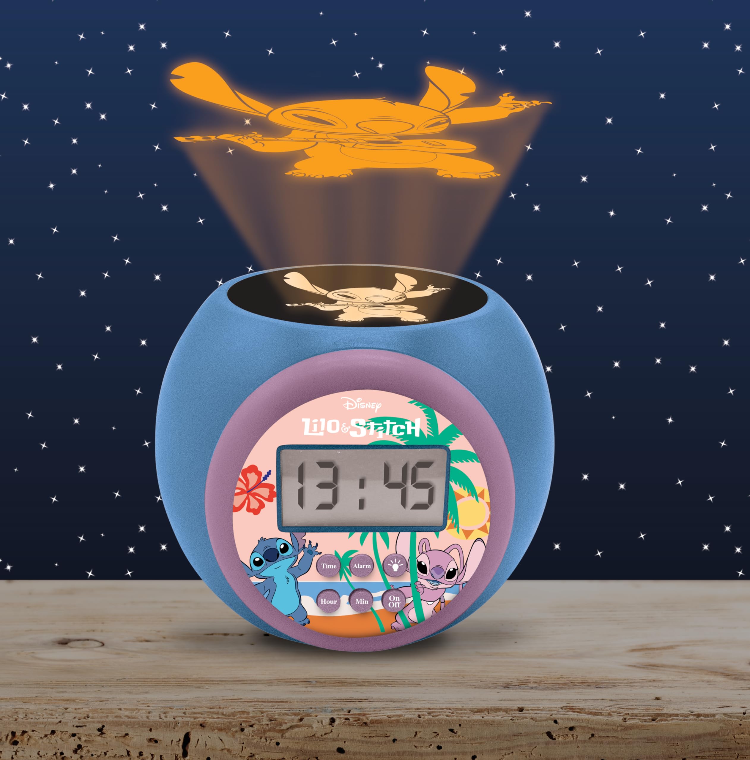 Lexibook Disney Stitch Projector Alarm Clock with Night Light and Snooze Function - Blue 7