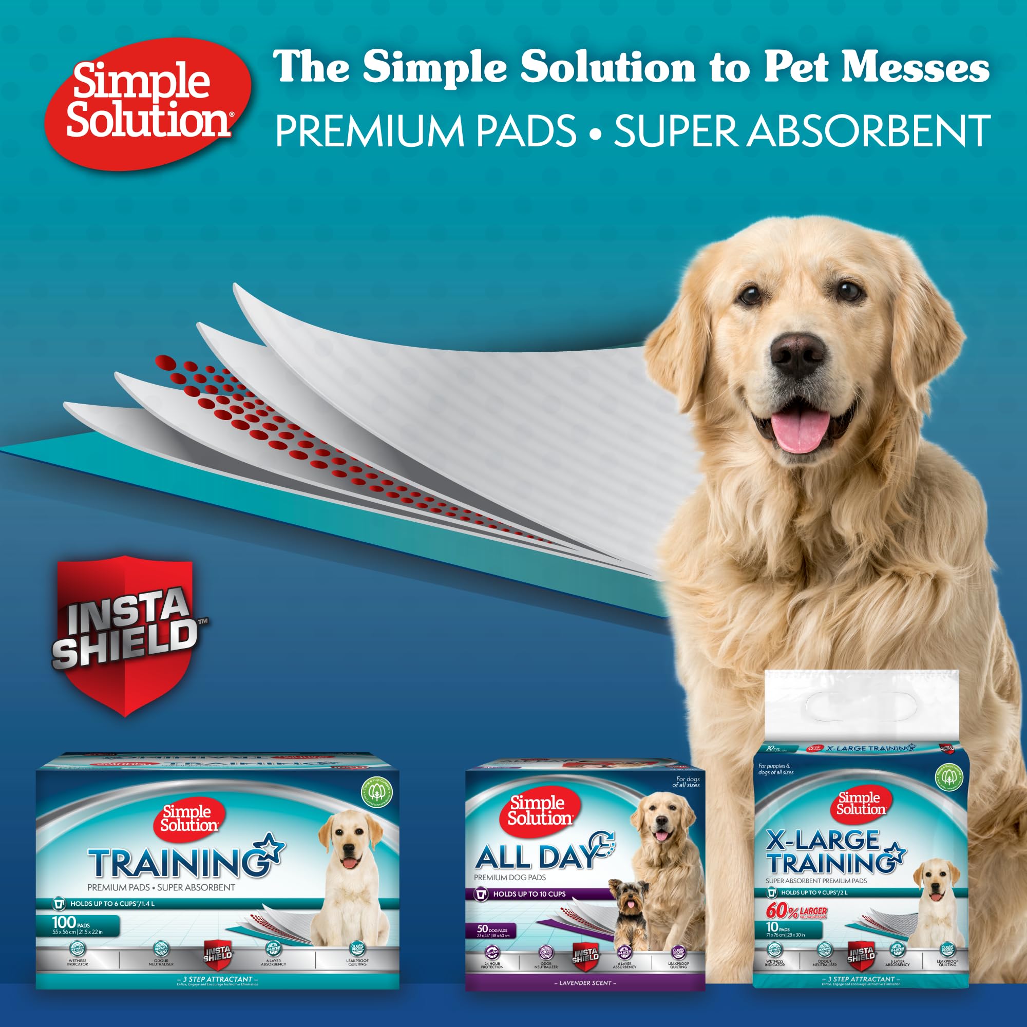 Simple Solution Extra Large Premium Dog Training Pads - Pack of 10 | 100% More Absorbency
