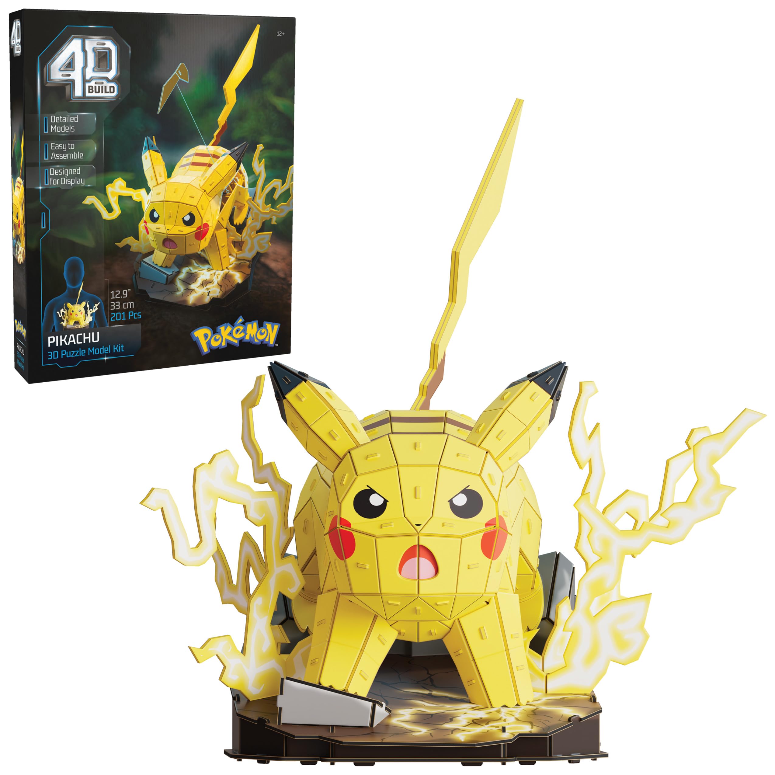 4D Build Pokémon Pikachu 3D Model Kit - 201 Pieces | Ages 12+ | 24.6 cm x 33 cm