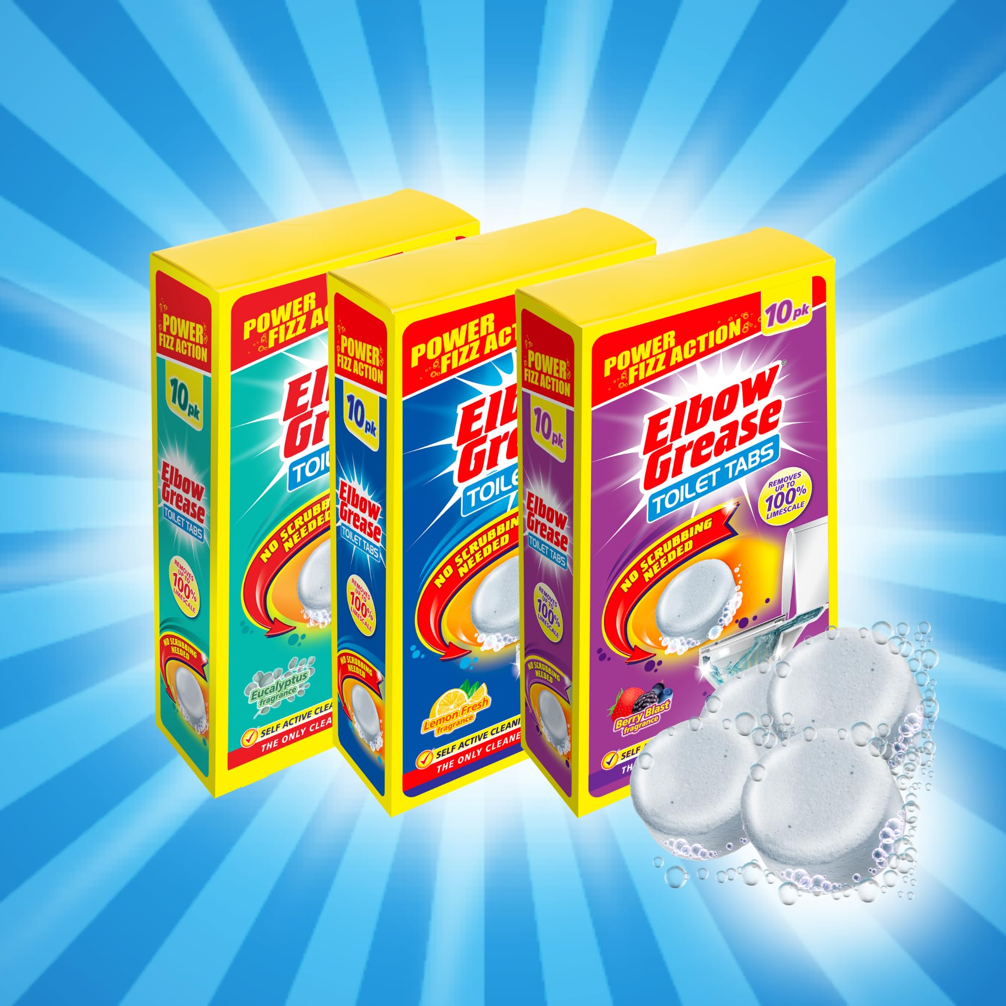 Elbow Grease Toilet Cleaning Tabs - Removes Up To 100% Limescale | Berry Blast Scent | 10 Count 7