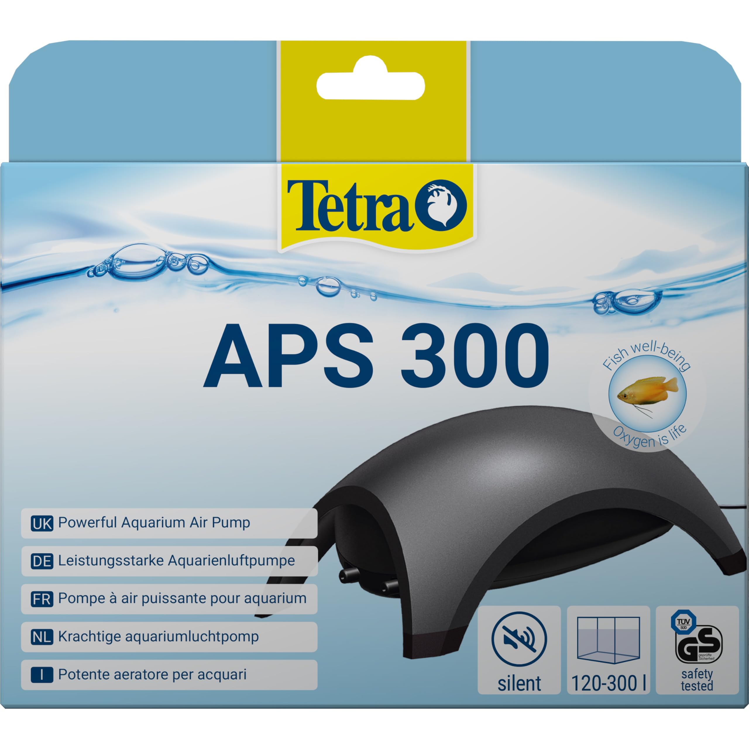 Tetra APS300 Silent Aquarium Air Pump - 300 L/Hr Flow | 120-300 Litre Tanks | Black