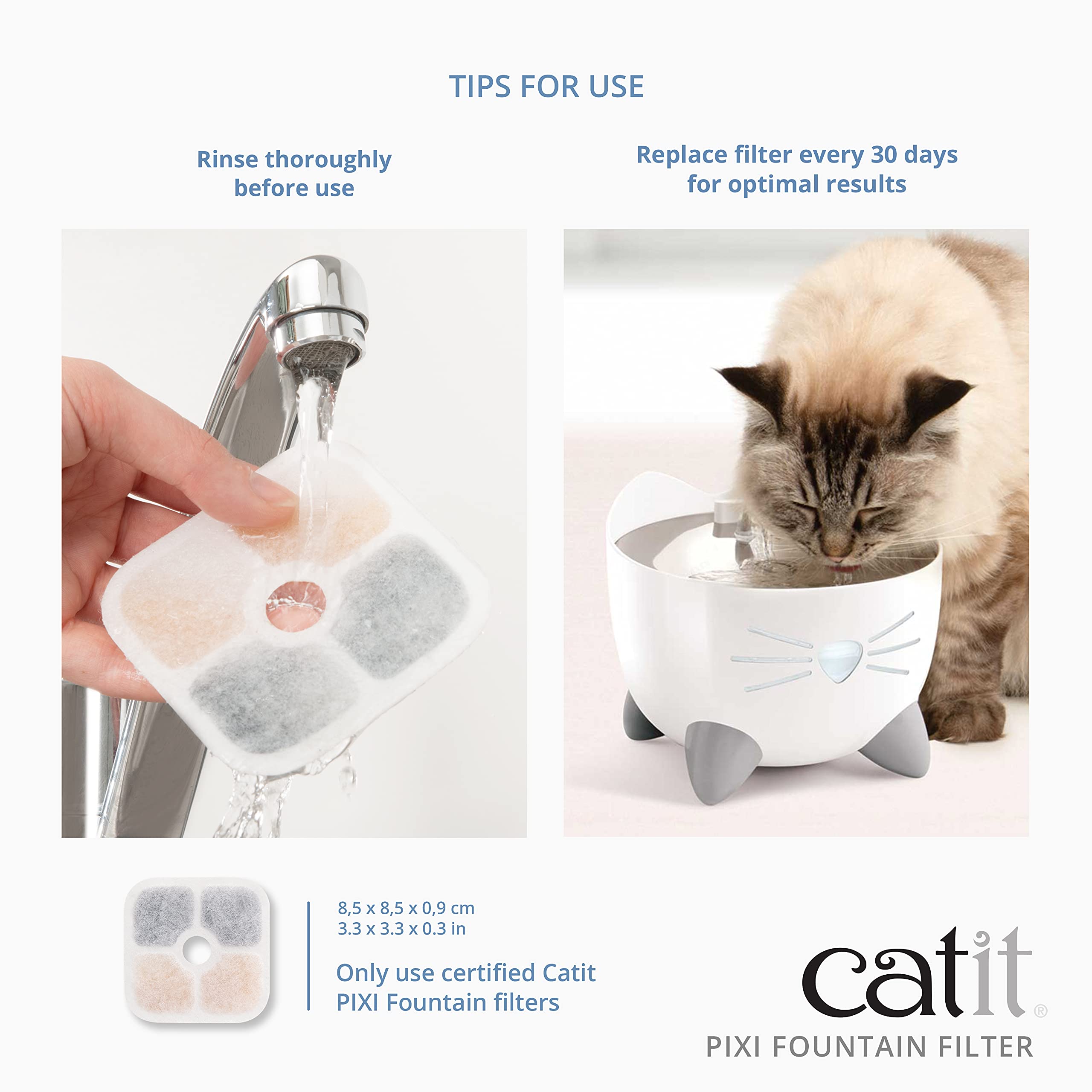 Catit PIXI Genuine Replacement Water Fountain Filter Cartridges - 6 Pack | Triple Action Filtration 4