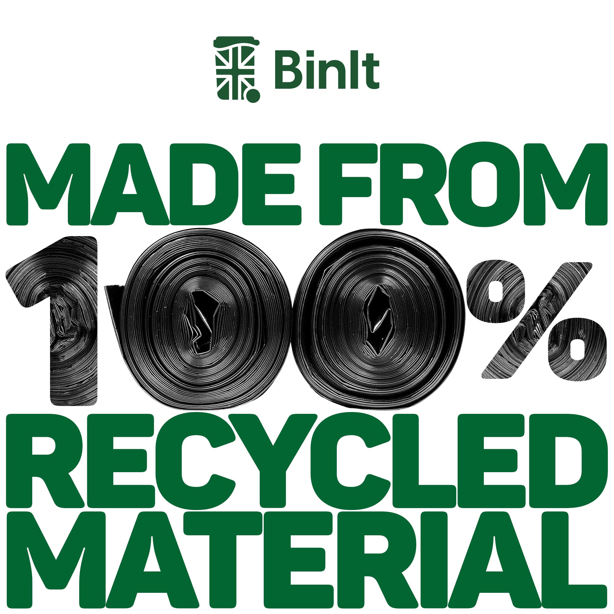 BIN IT Everyday Refuse Sacks - 70 Litre Capacity, Drawstring Closure, Black | 40 Count