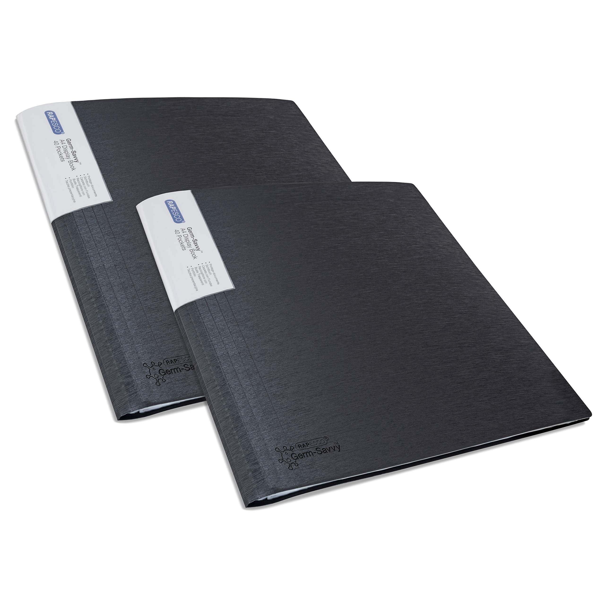 RAPESCO Presentation Folder 1644 - 40 Pockets A4 Black Polypropylene with Antibacterial Protection