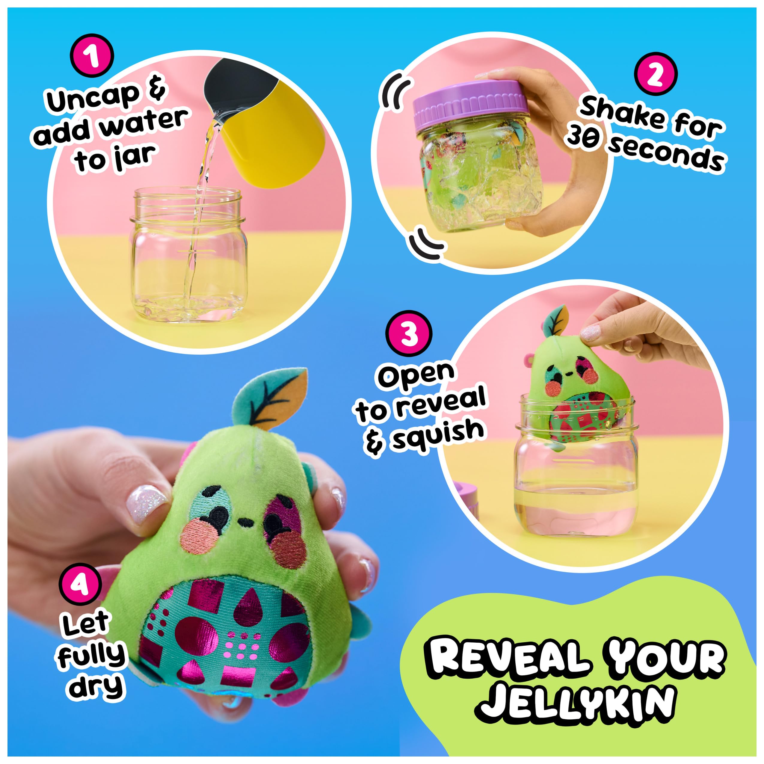 Magic Jellykins Surprise Plush Jar 2-Pack - Water Activated Transforming Squishy Toy | 7.6 cm 3