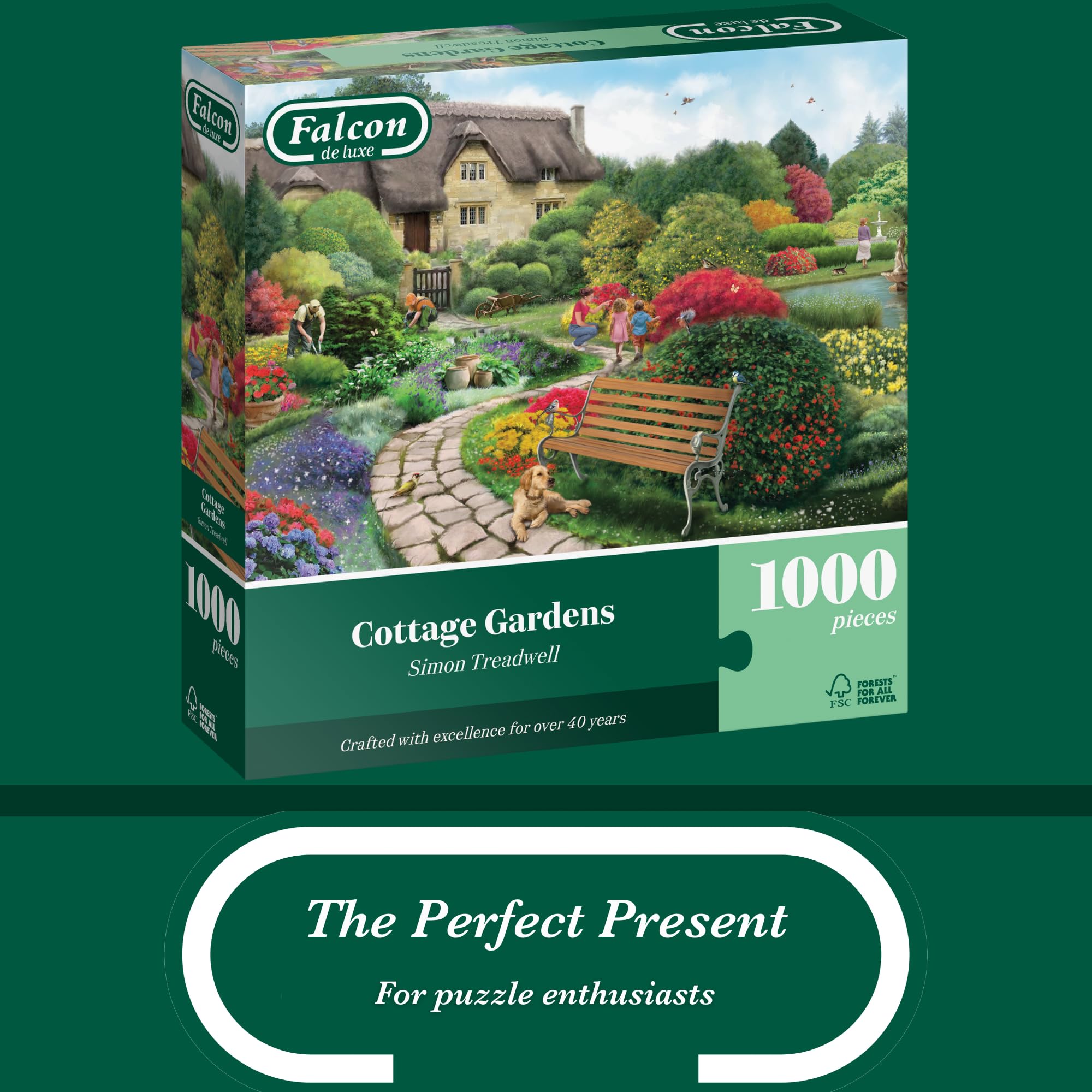 Falcon Cottage Gardens 1000 Piece Jigsaw Puzzle for Adults by Simon Treadwell | 49 cm x 68 cm