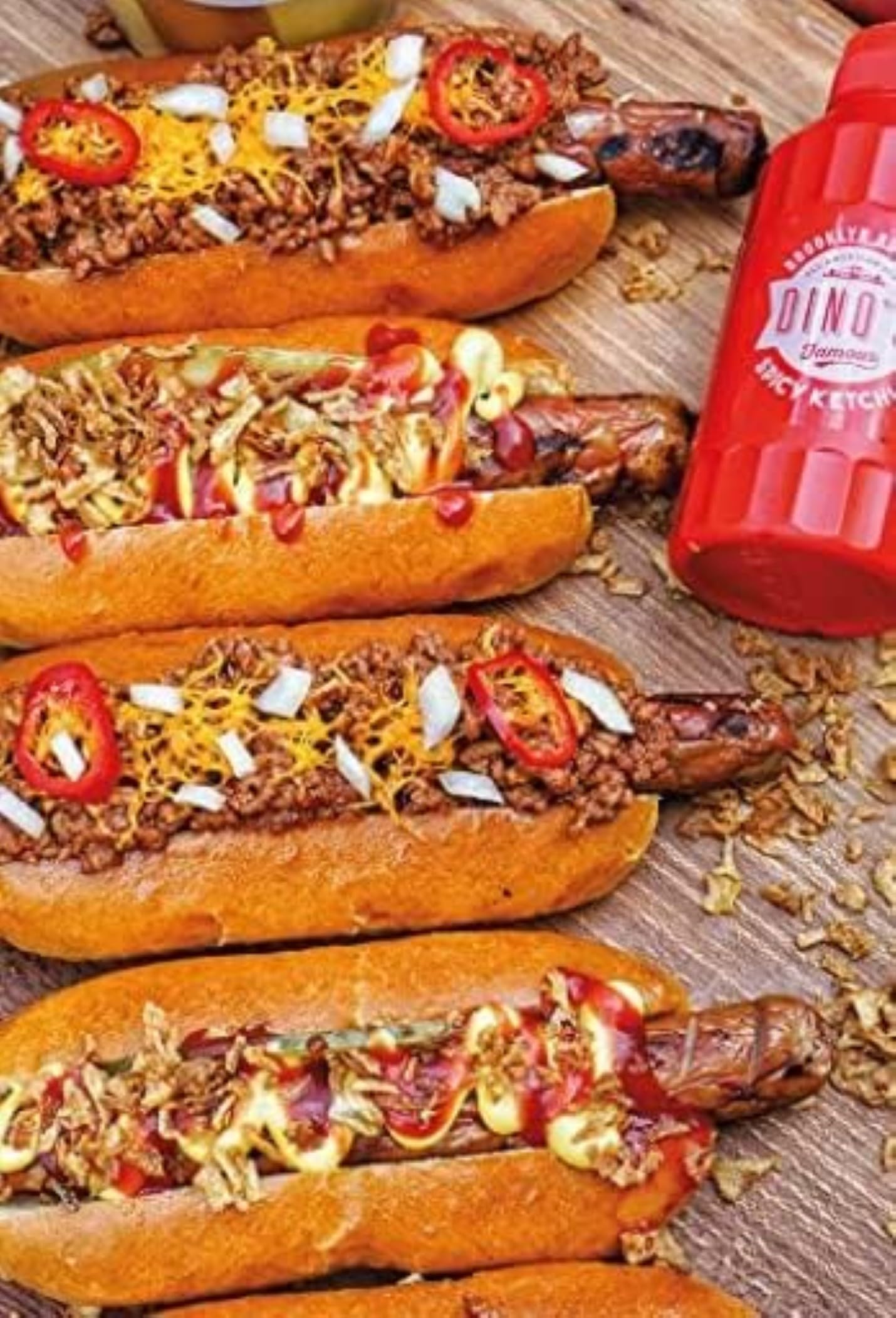 Dino's Famous All American Style Spicy Big Dog Pork Hot Dogs | 360g Pack | Beechwood Smoked 5
