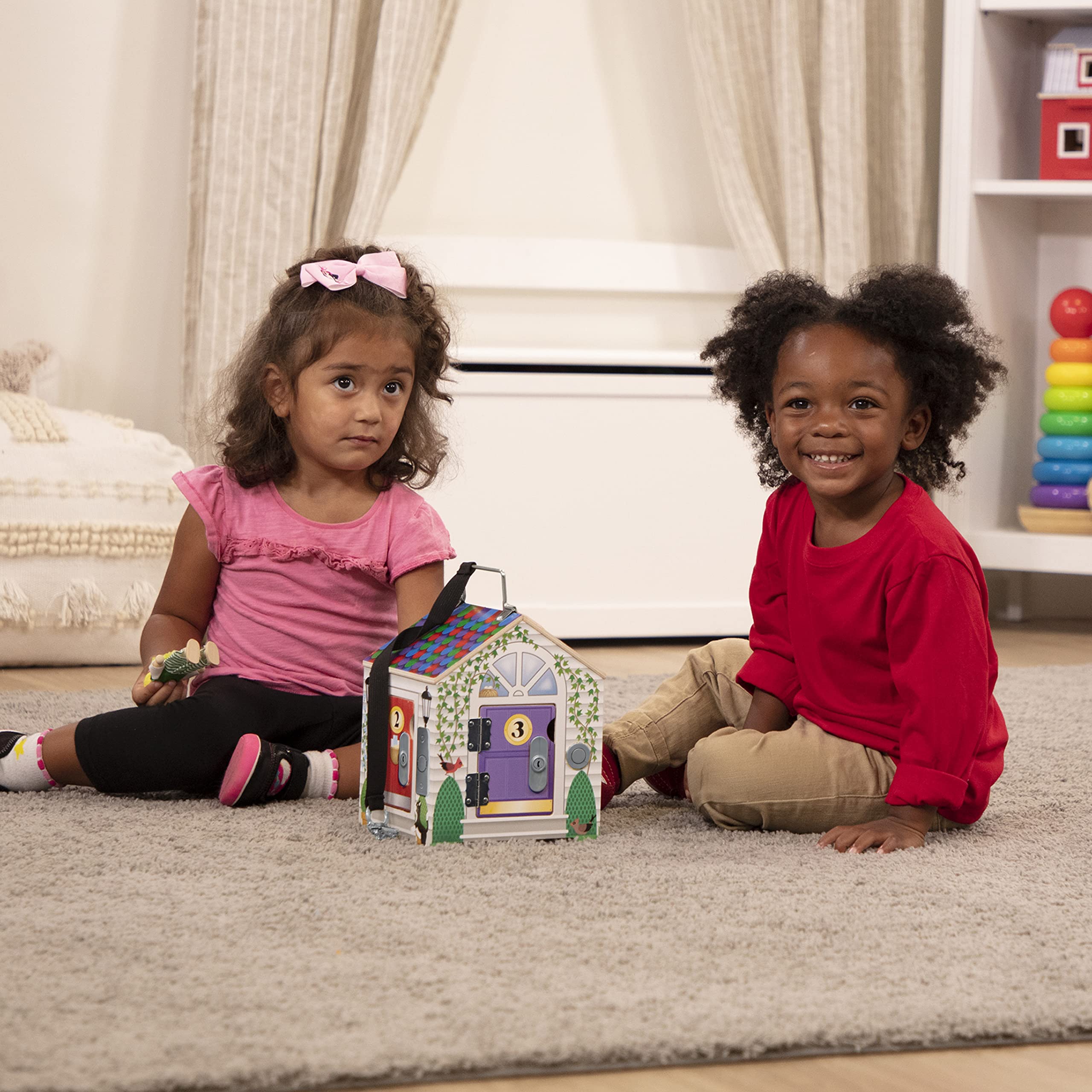 Melissa & Doug Wooden Doorbell House - Portable Playset for Ages 3+ | Wood | Model 2505 9