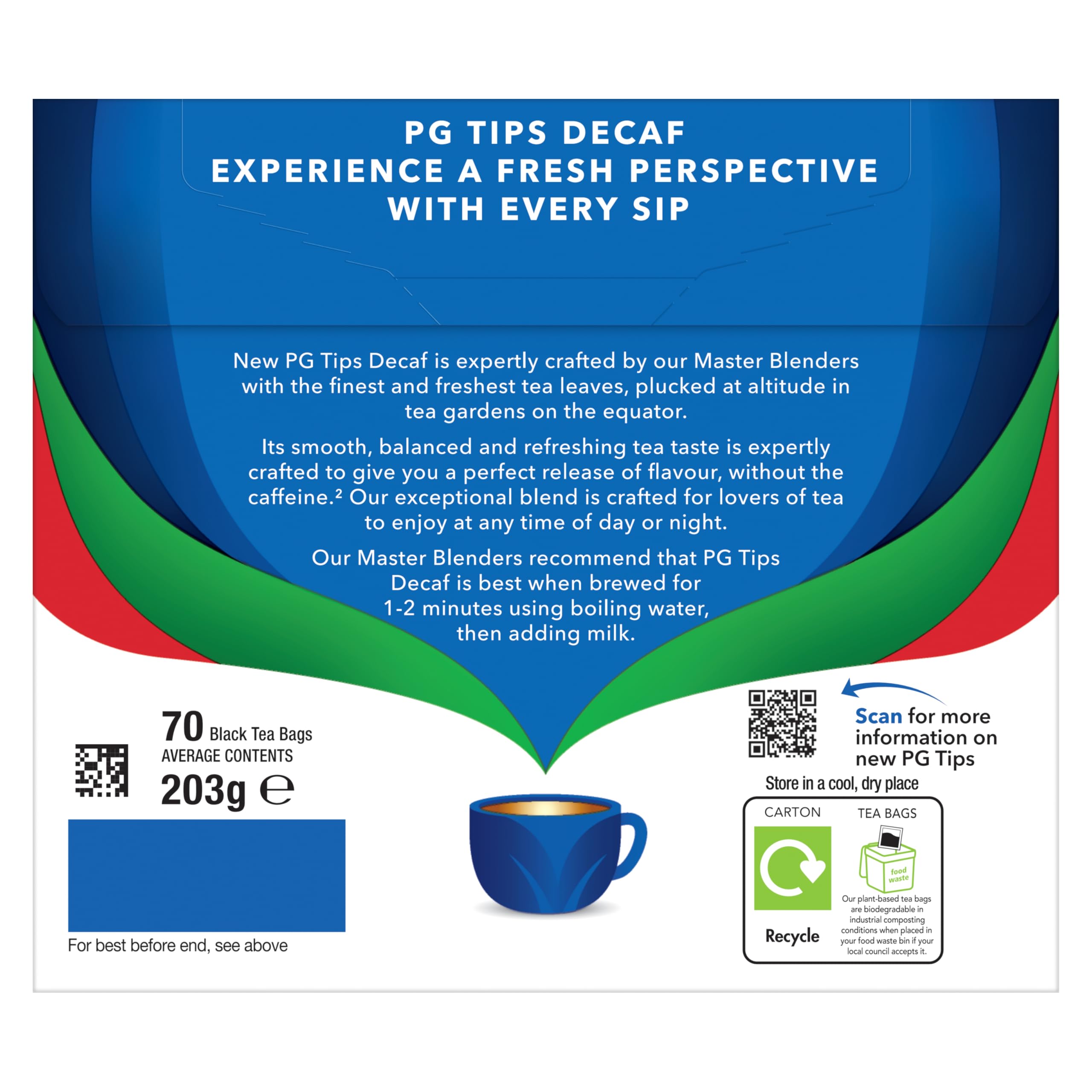 PG Tips Decaf Schwarzteebeutel Großpackung - 70 Teebeutel (6er-Packung) | 420 insgesamt 8