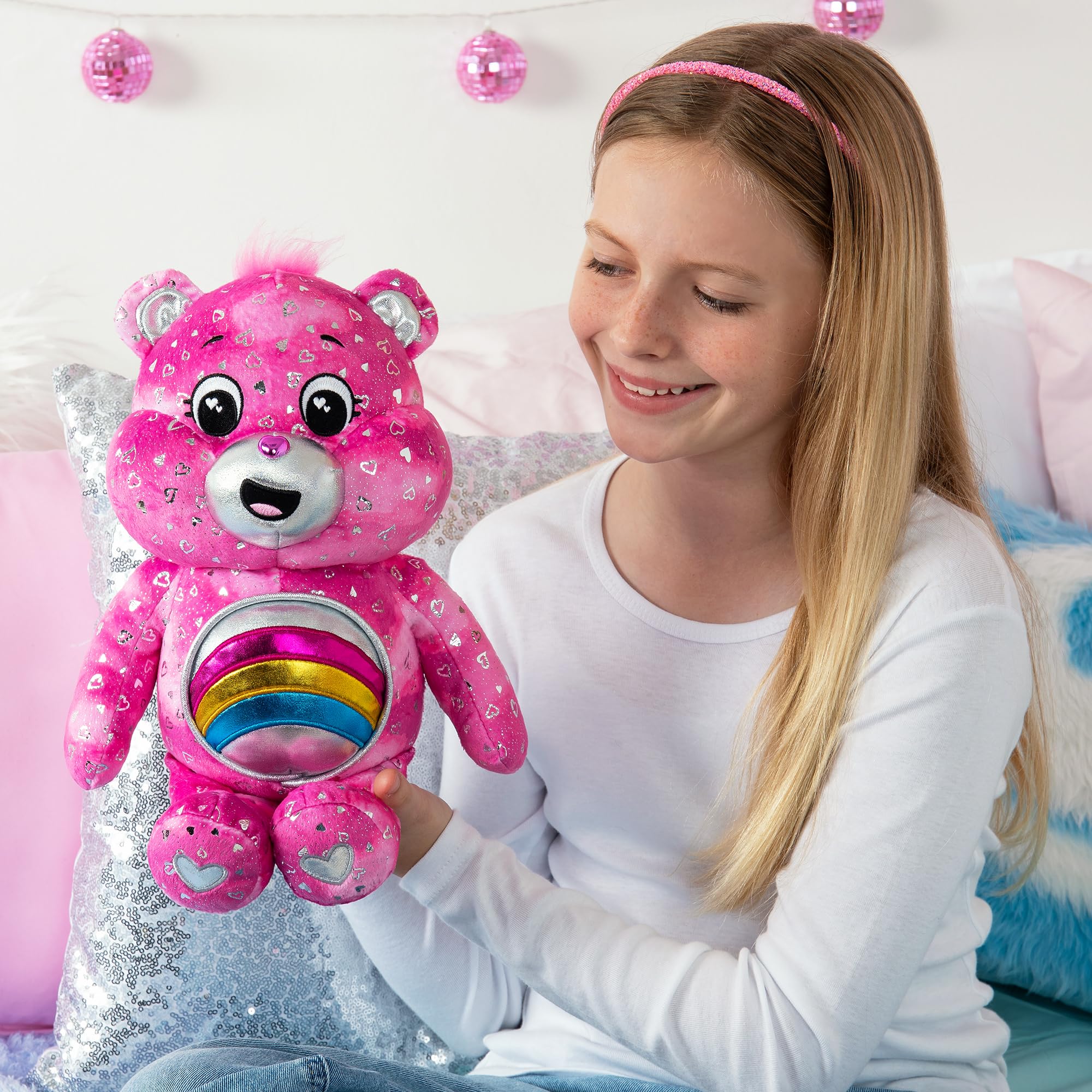 Care Bears Cheer Bear Collector Edition Plush - Light-Up Belly Badge, 35cm 5