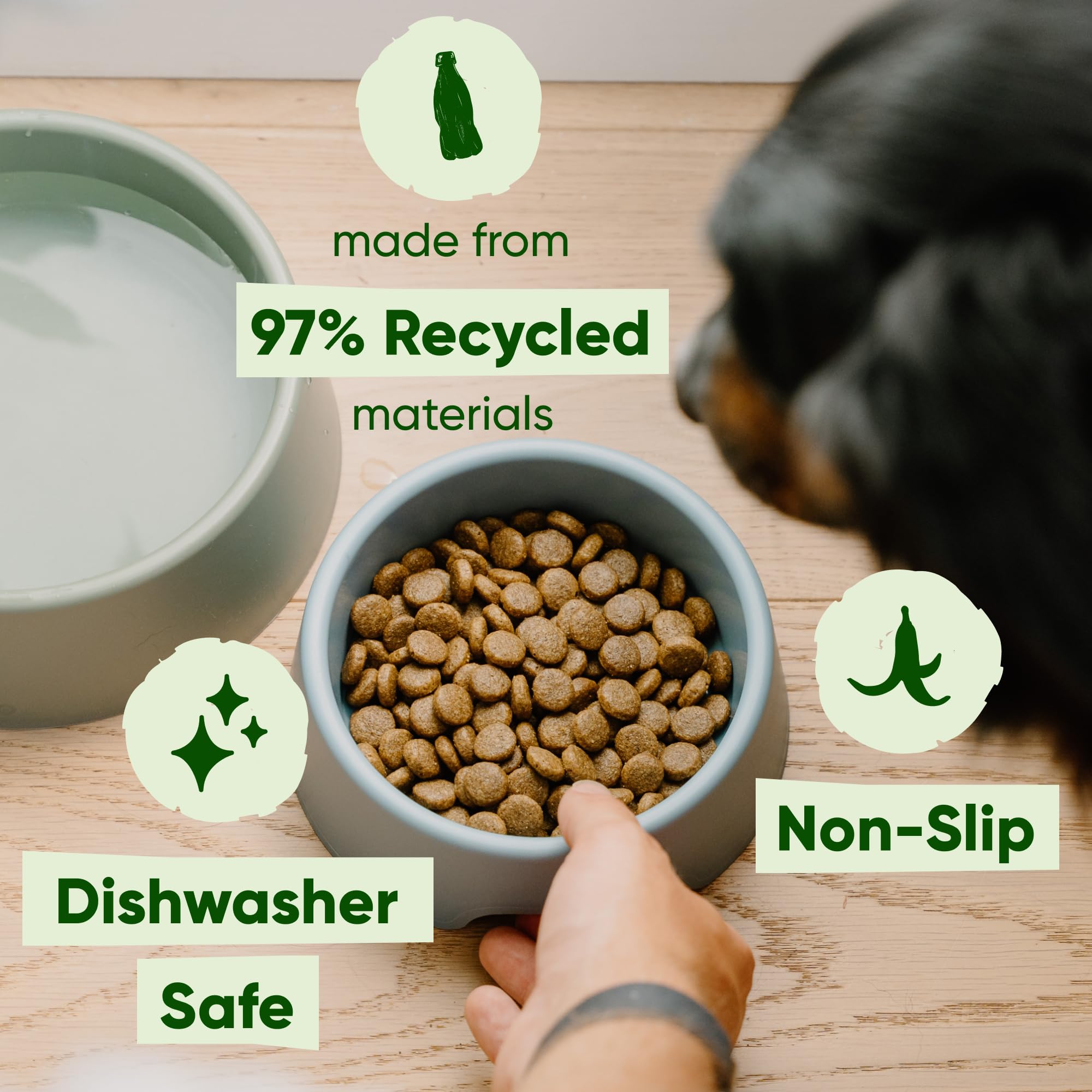 Beco Steady Dog Bowl - Large | Non-Slip, Spill Proof, Recycled Plastic