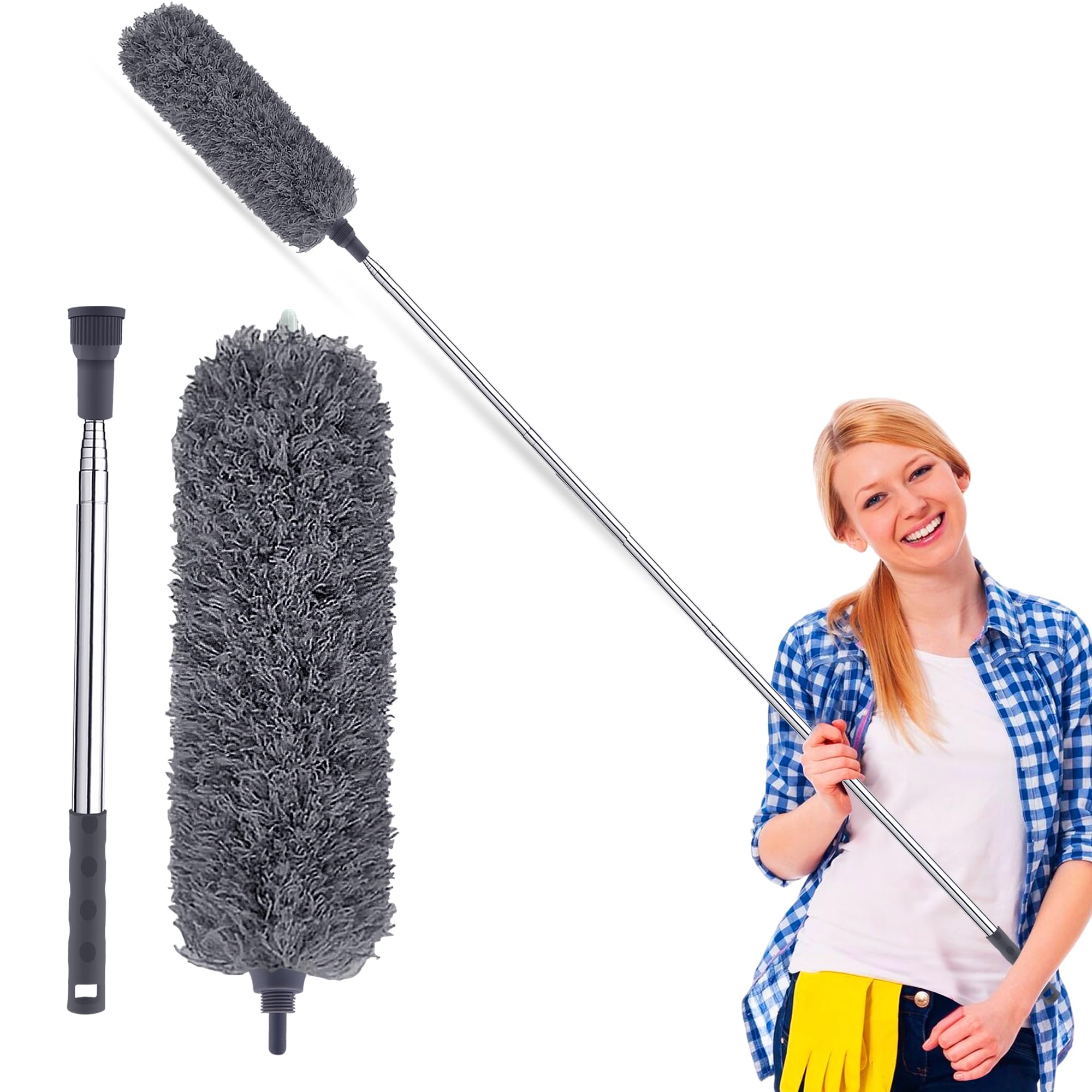 G4GADGET Extendable Microfiber Duster - 240cm Reach | Bendable Head | Washable