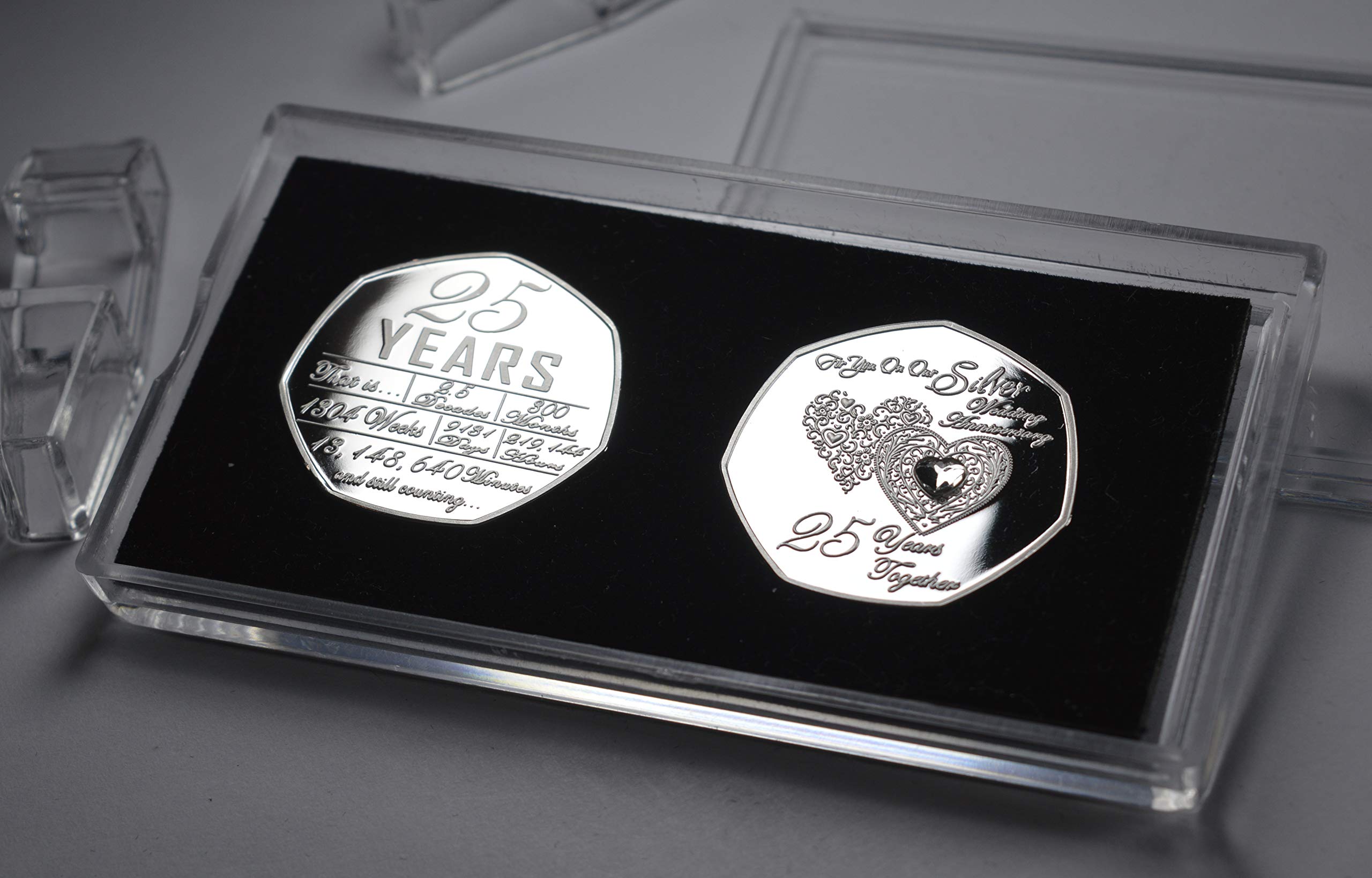 The Commemorative Coin Company 25th Wedding Anniversary Commemorative | .999 Silver Plated | Diamante Inlaid 7