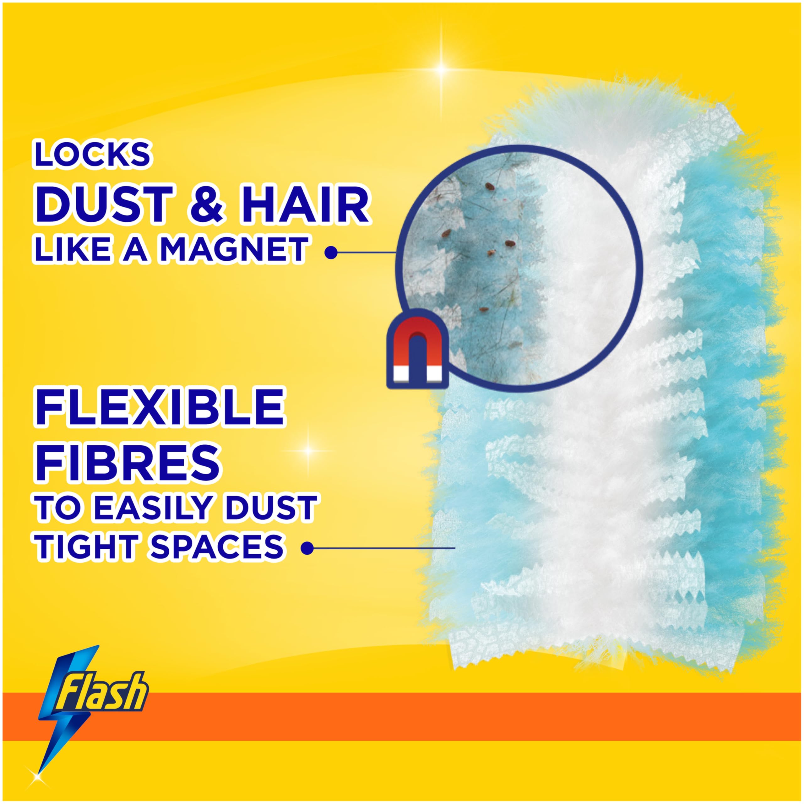 FLASH Dust Magnet Duster Refills - Traps 3x More Dust | 9 Count | Yellow 5