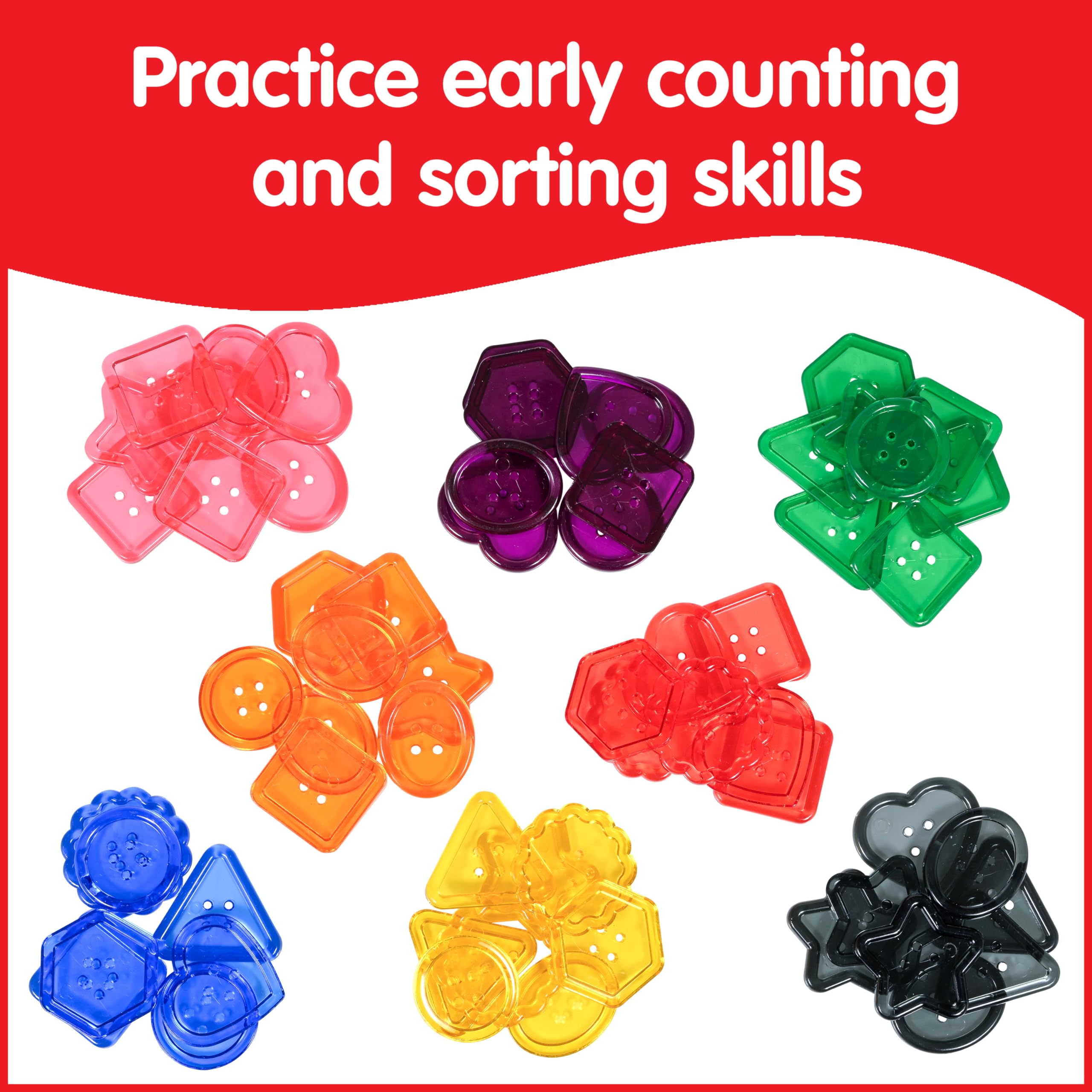 edxeducation Transparent Large Buttons - Set of 60 Mini Jar for Early Development & Colour Exploration 5