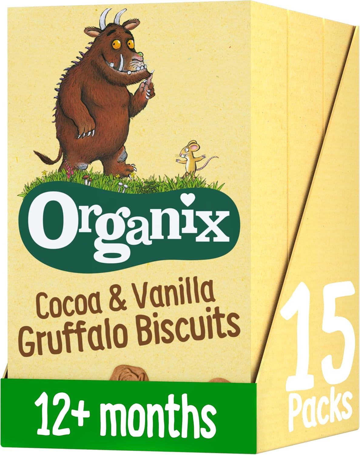 Organix - Gruffalo-Kekse, Bio-Kakao und Vanille, Snacks für Kleinkinder, Multipack