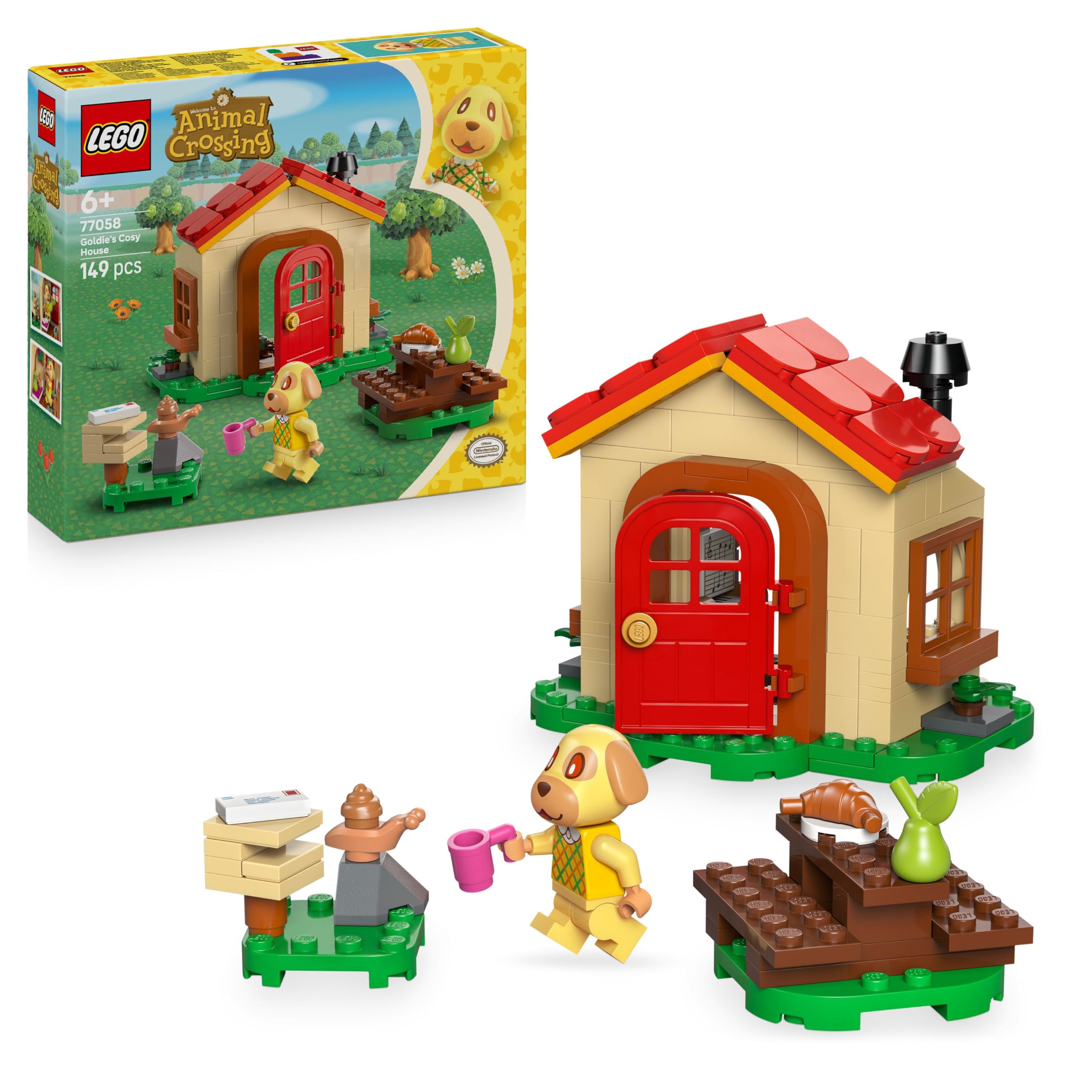 LEGO Animal Crossing Goldie's Cosy House Building Set 77058 for Ages 6+ | Includes Goldie Minifigure