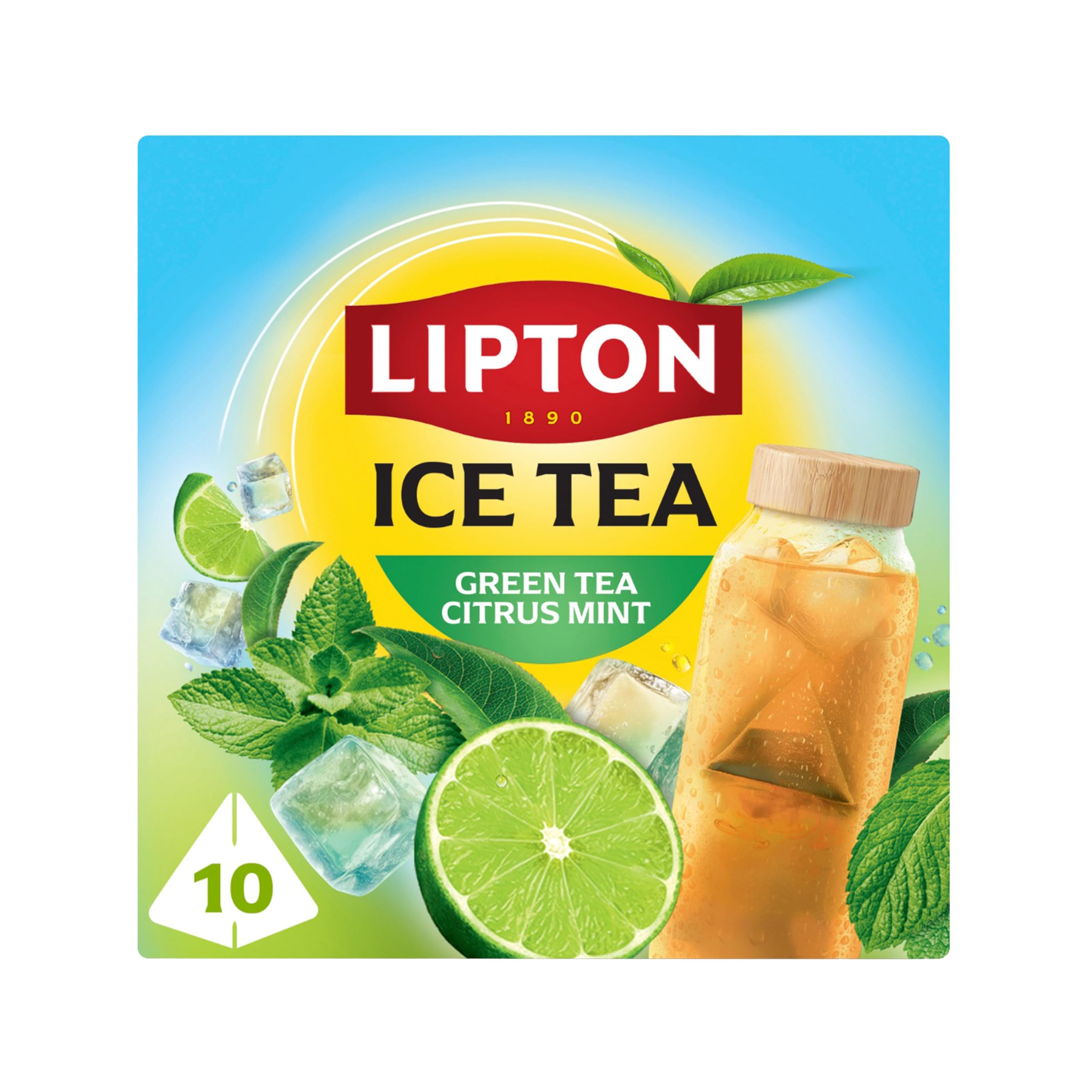 Lipton Ice Tea Green Tea Citrus Mint - Zero Calories, Cold Brew Pyramid Bags, 10 Count