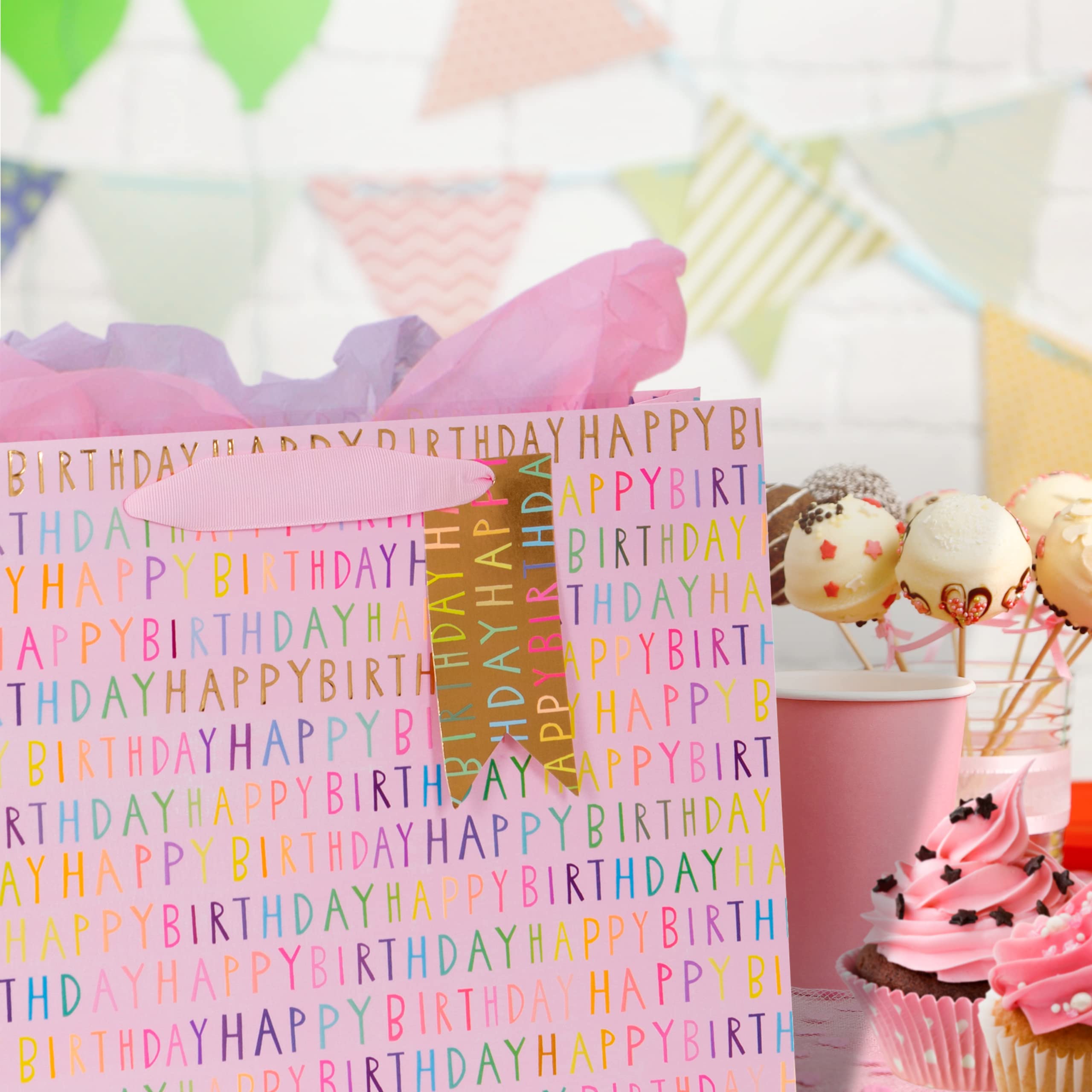 Glick Large Landscape Gift Bag - Happy Birthday | Pink | 355mm x 275mm x 100mm 3