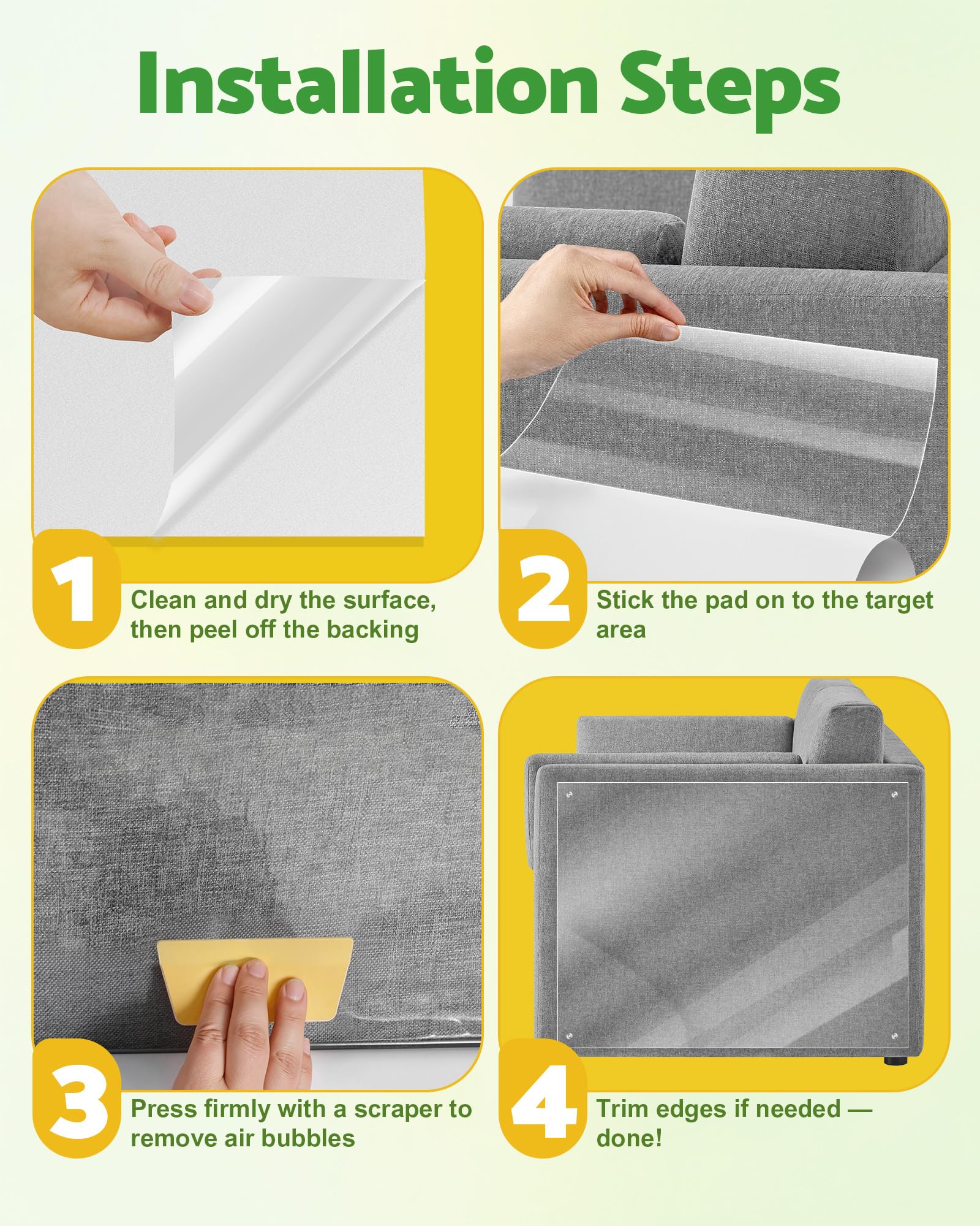 Gimars Anti-Scratch Furniture Protector Roll - Transparent, 20cm x 500cm | Plastic | No Residue 7