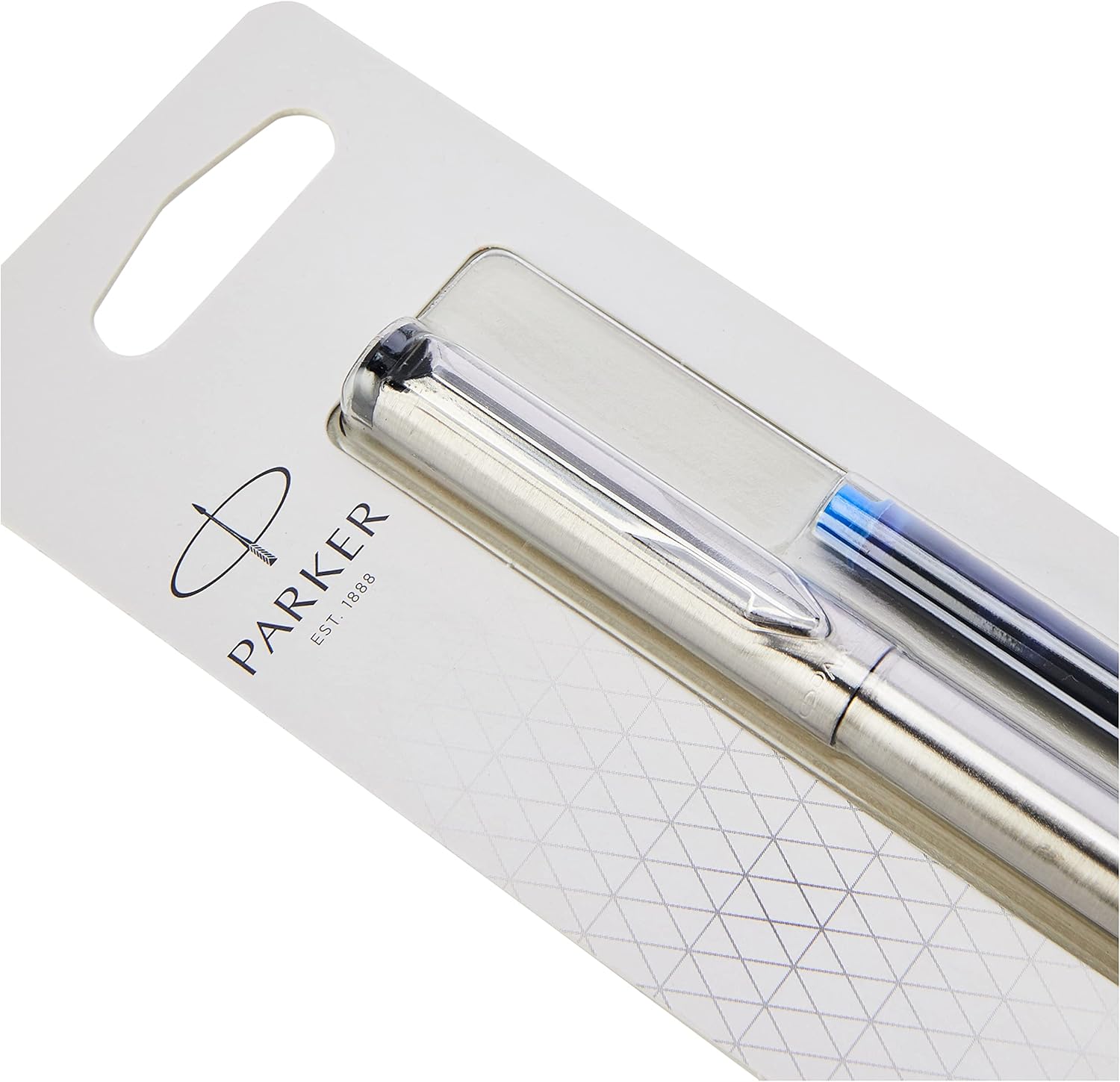 Parker Vector Fountain Pen | Stainless Steel with Chrome Trim | Medium Nib | Blue Ink | Hangtab 5