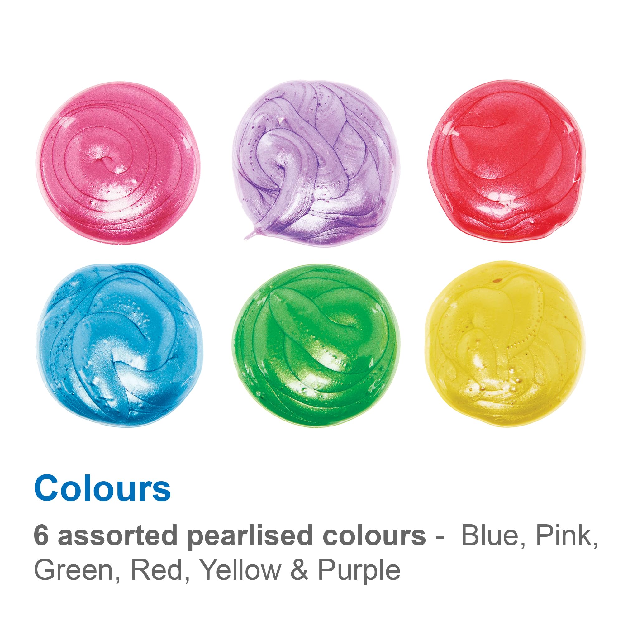 Baker Ross FN254 Pearlised Ready Mixed Poster Paint Pack - 6 x 150ml Bottles | Washable 4