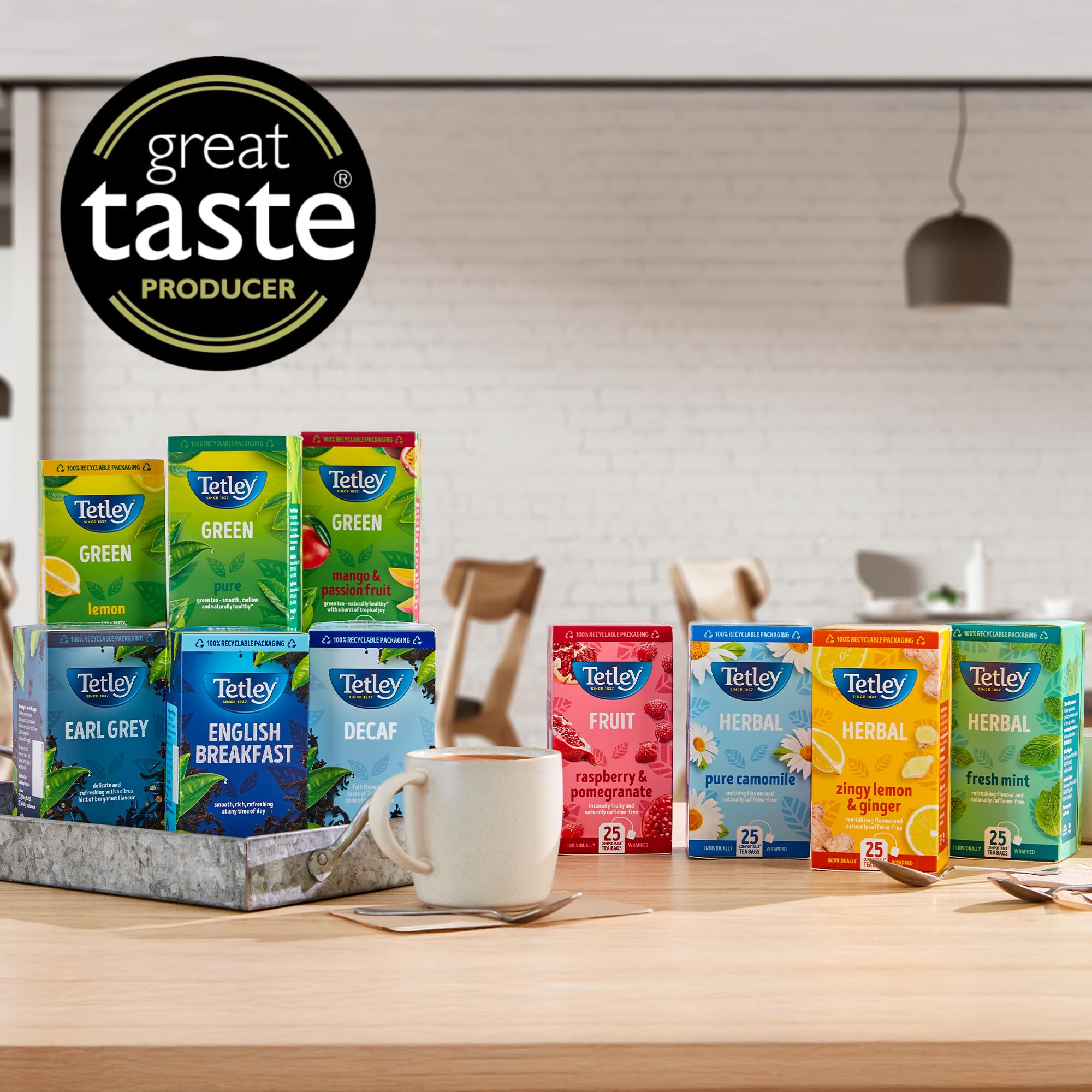 Tetley Raspberry & Pomegranate Herbal Tea Bags - Naturally Caffeine-Free | 25 Count | 300g 6