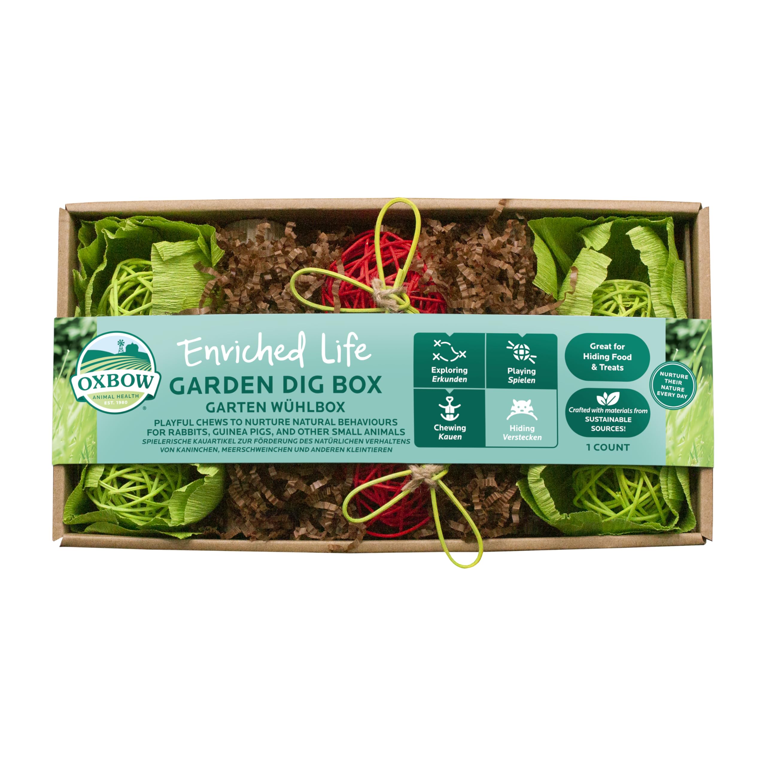 Oxbow Enriched Life Garden Dig Box - Natural Paper Chew Toy for Small Animals | Lightweight & Portable