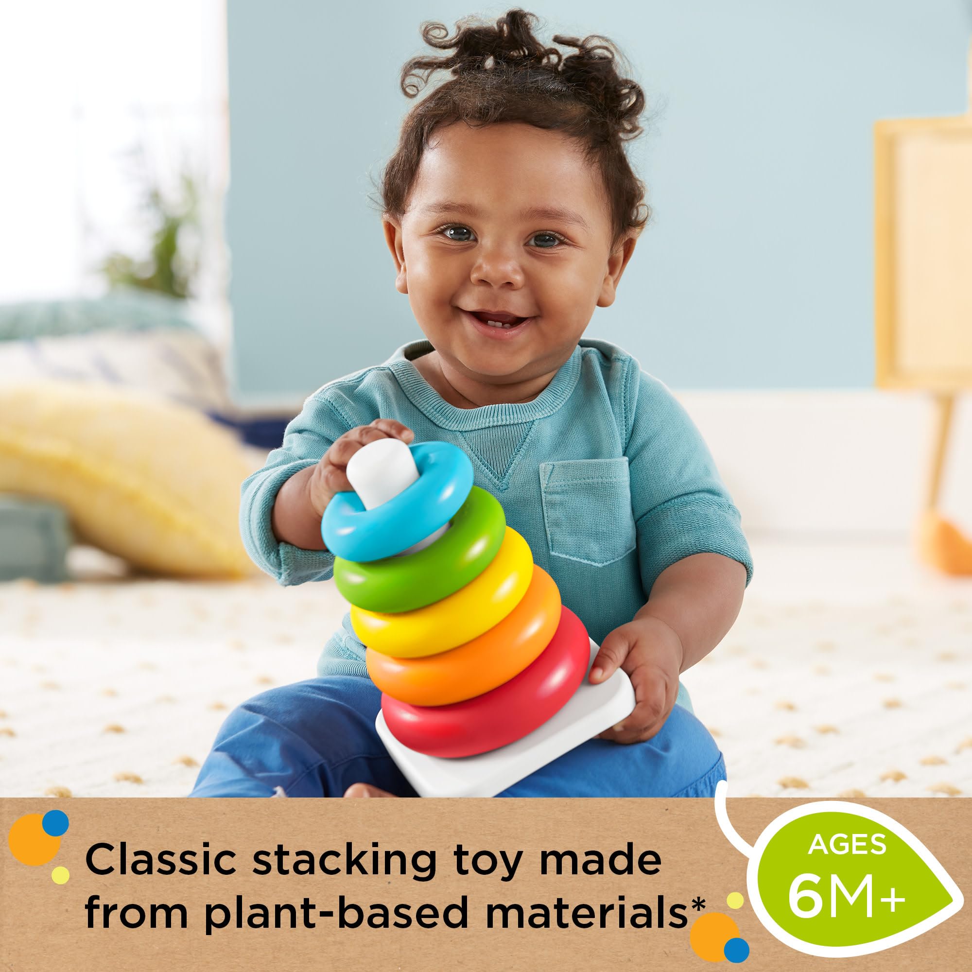 Fisher-Price Rock-a-Stack Baby Toy - 5 Colorful Rings, Roly-Poly Base | Ages 6M+