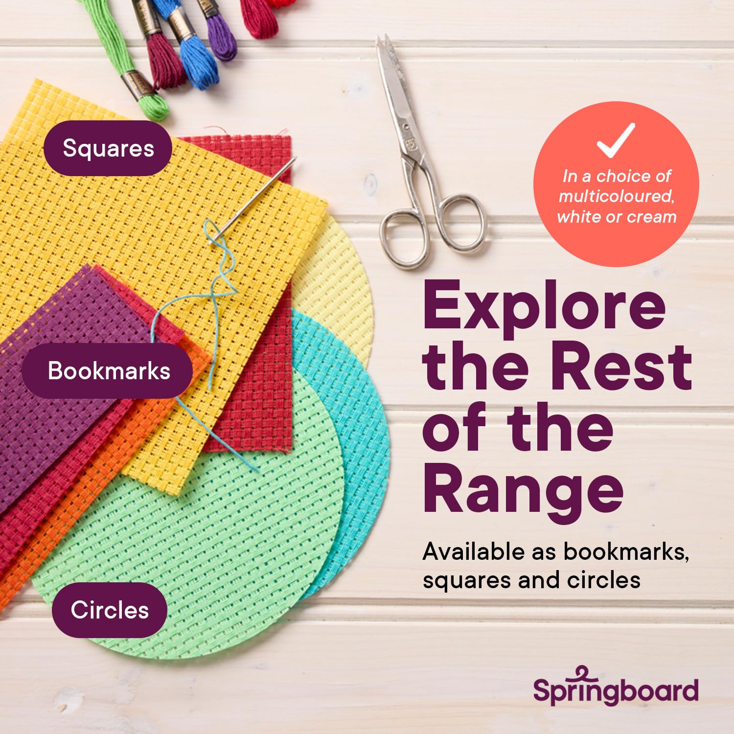 Springboard Supplies Cross Stitch Fabric Bookmarks - 50 Pack Binca Mesh for Sewing | 100% Cotton | Assorted Colors 6