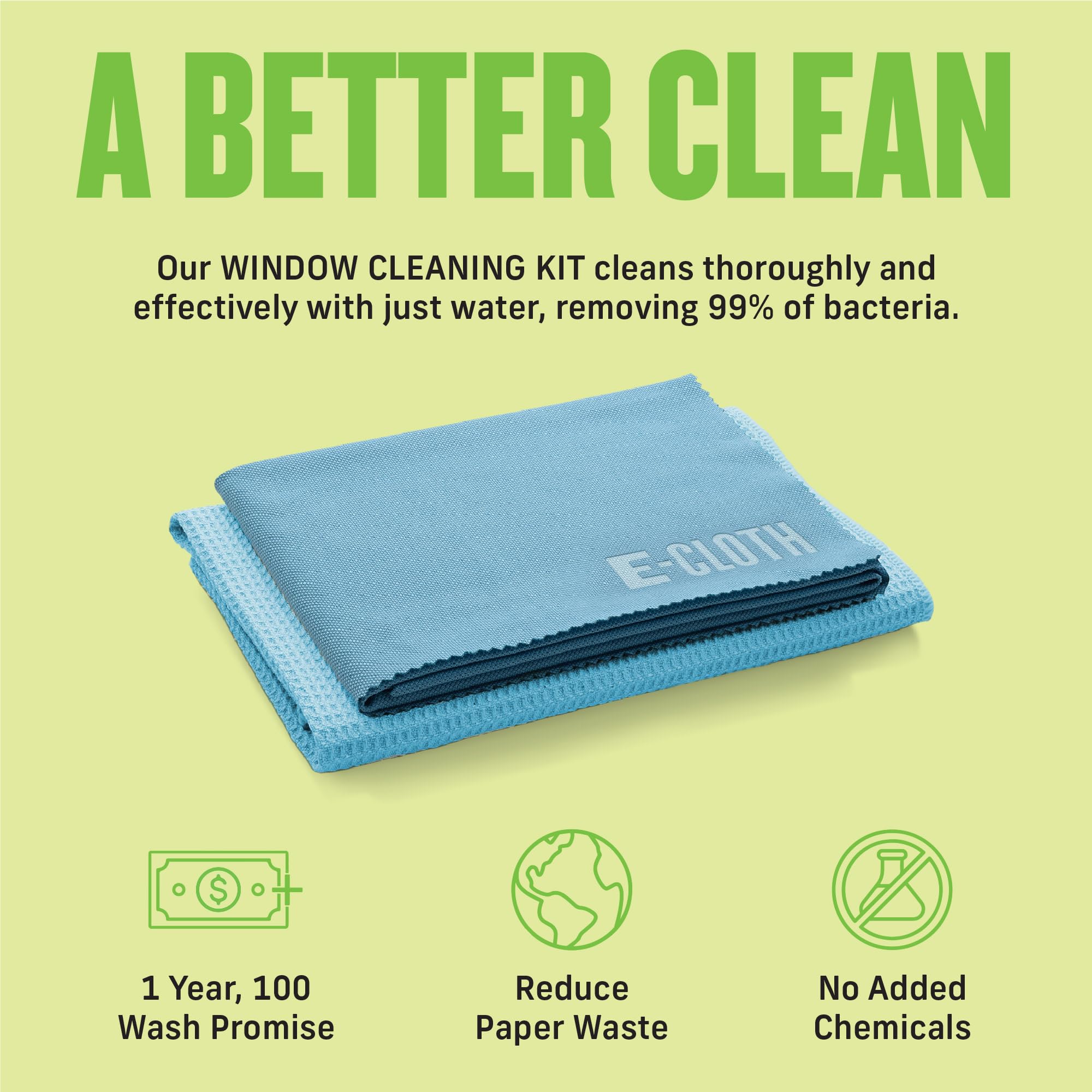 E-Cloth Window Cleaner Kit - Streak-Free Microfiber Cloth Set | Alaskan Blue | 3-Year Promise 3