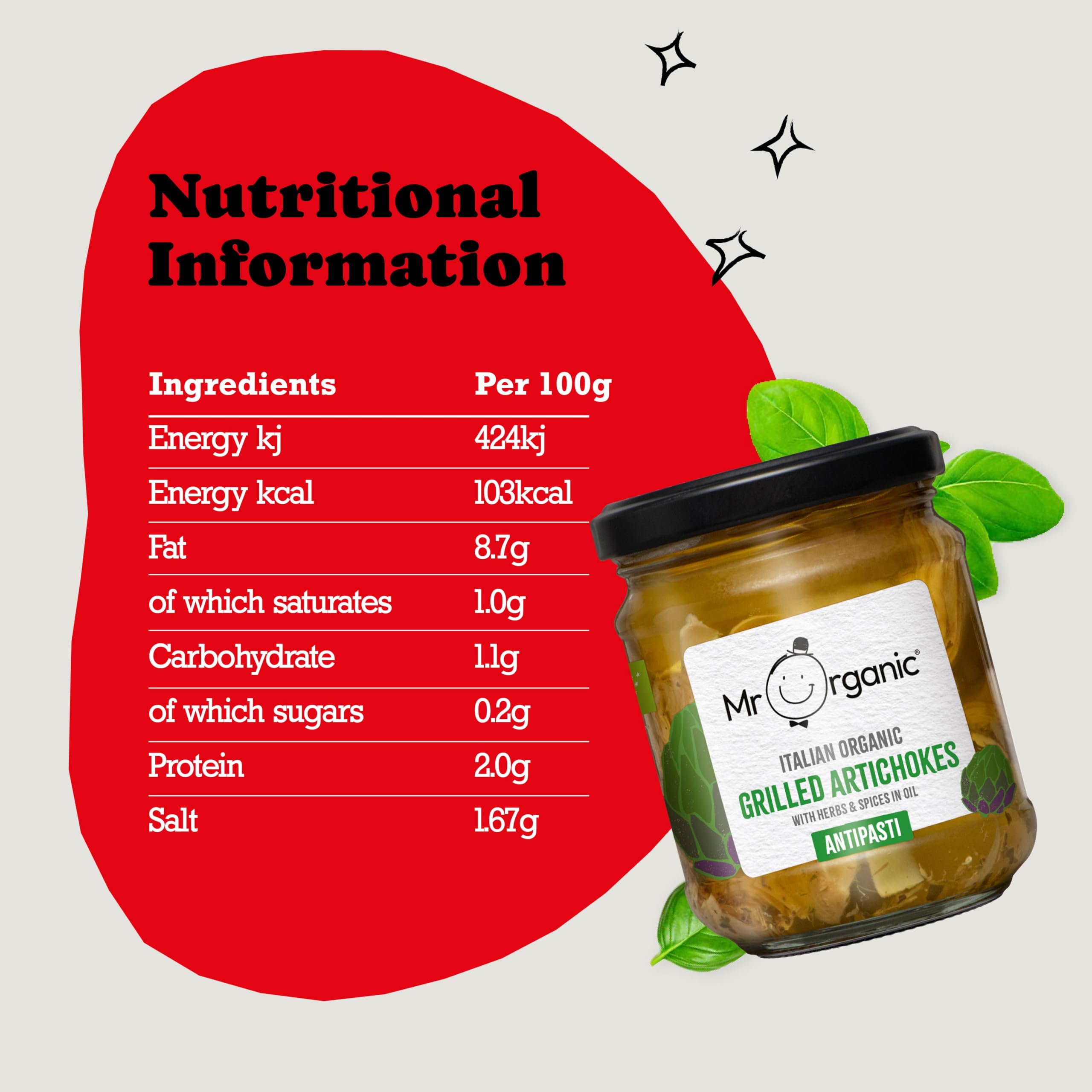 Mr Organic Grilled Artichoke Antipasti - Organic, Non-GMO Sliced Artichokes in Oil | 190g Jar 3