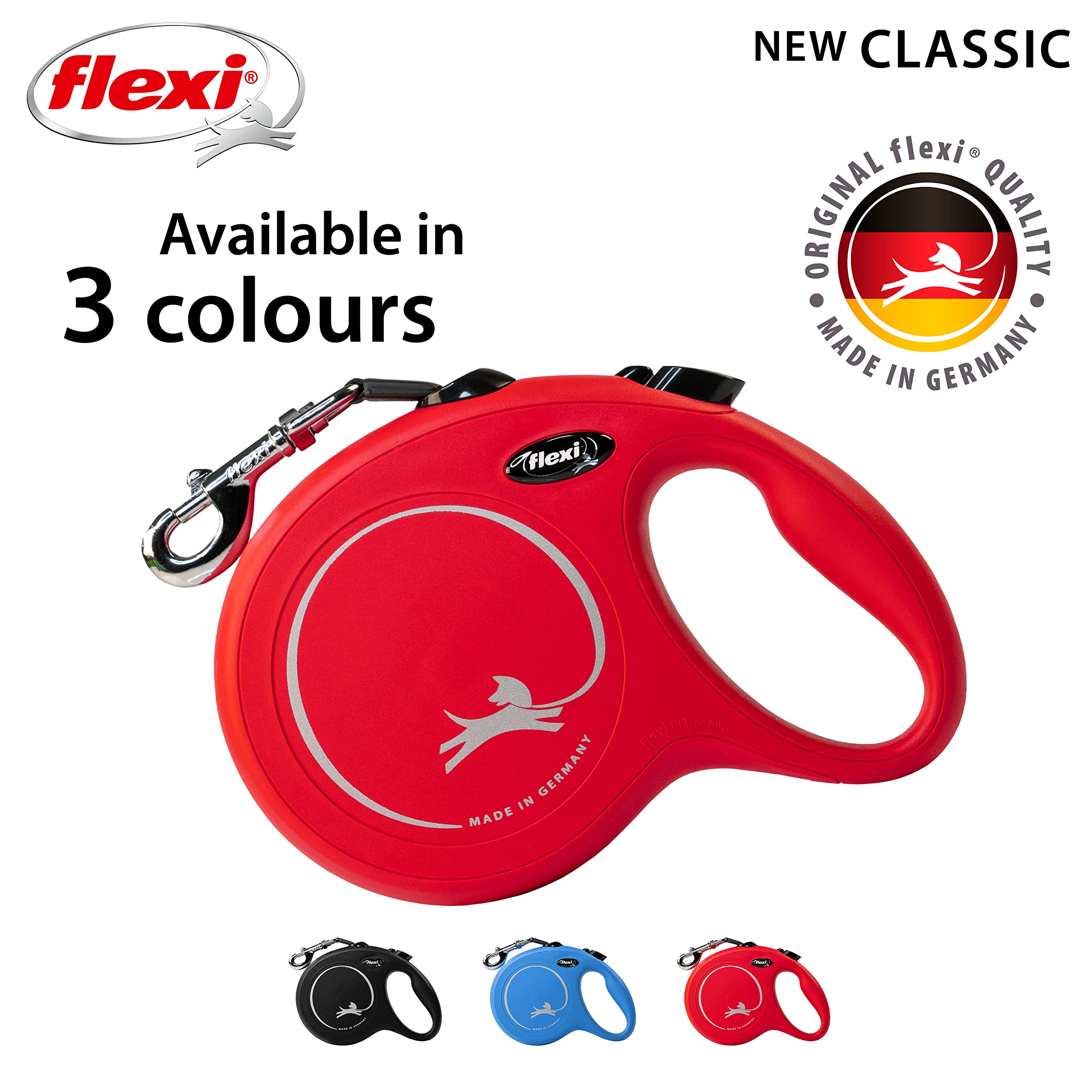 flexi Classic L Tape Retractable Lead for Dogs up to 50 kg | 8m Length | Red 4
