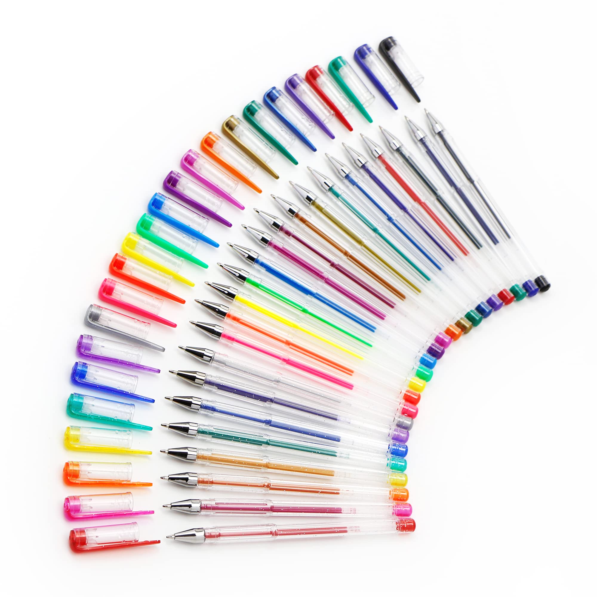 EXERZ Gel Ink Rollerball Pens - 24 Pack Rainbow Colors with Glitter, Neon, Metallic Finishes 6