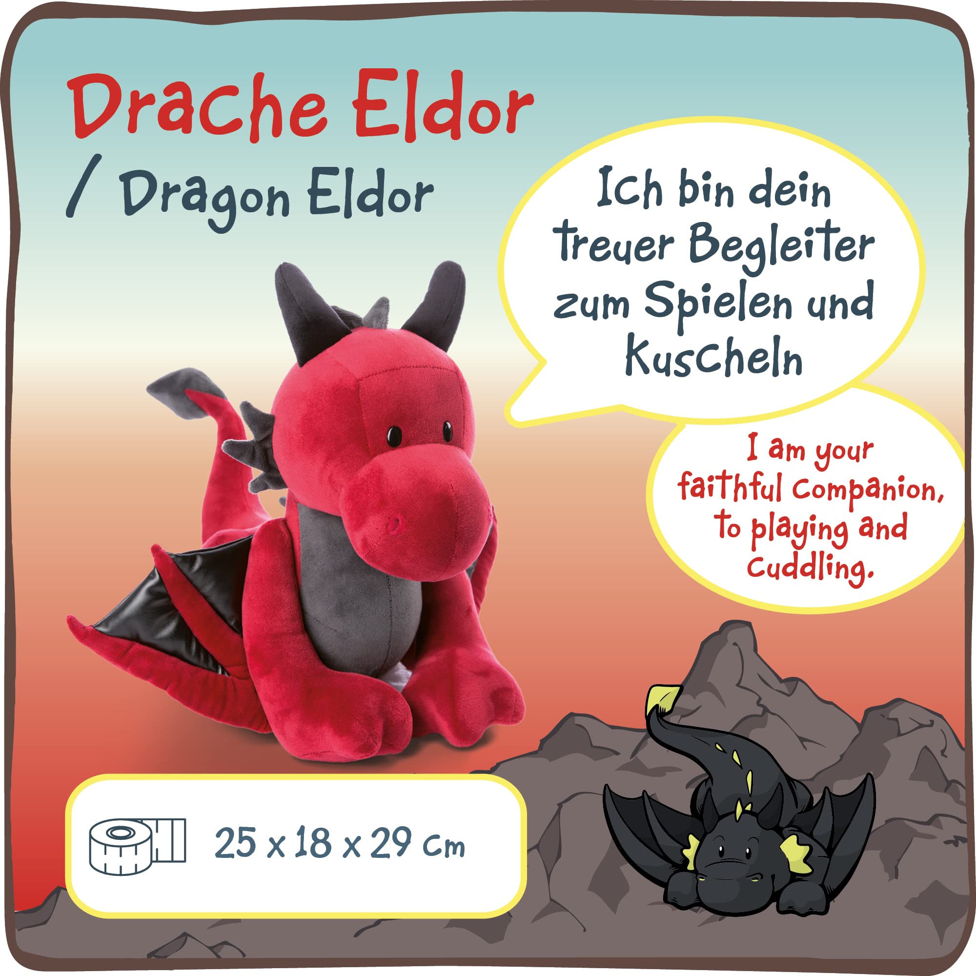 Nici Red Dragon Eldor 30 cm Standing Plush Stuffed Animal - Soft Cuddly Toy 10