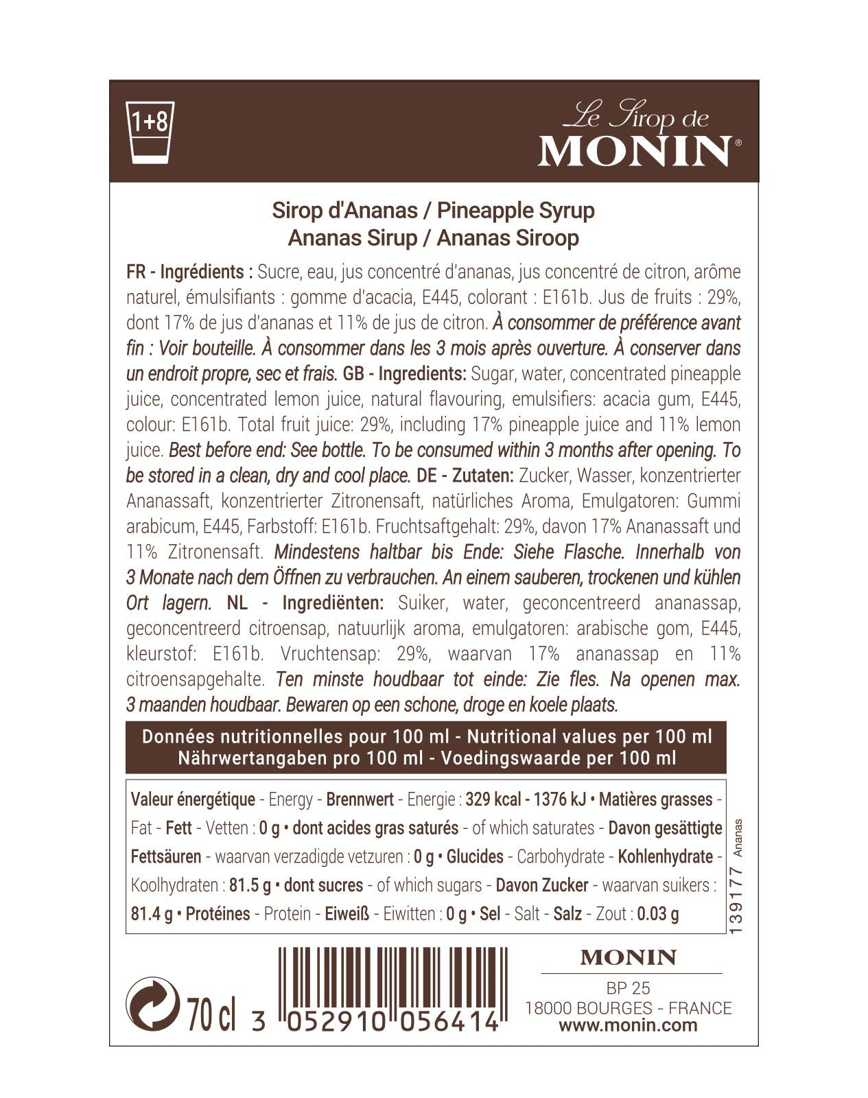 Monin Premium Pineapple Syrup - Tropical Flavor for Cocktails & Mocktails | 700ml Glass Bottle 4