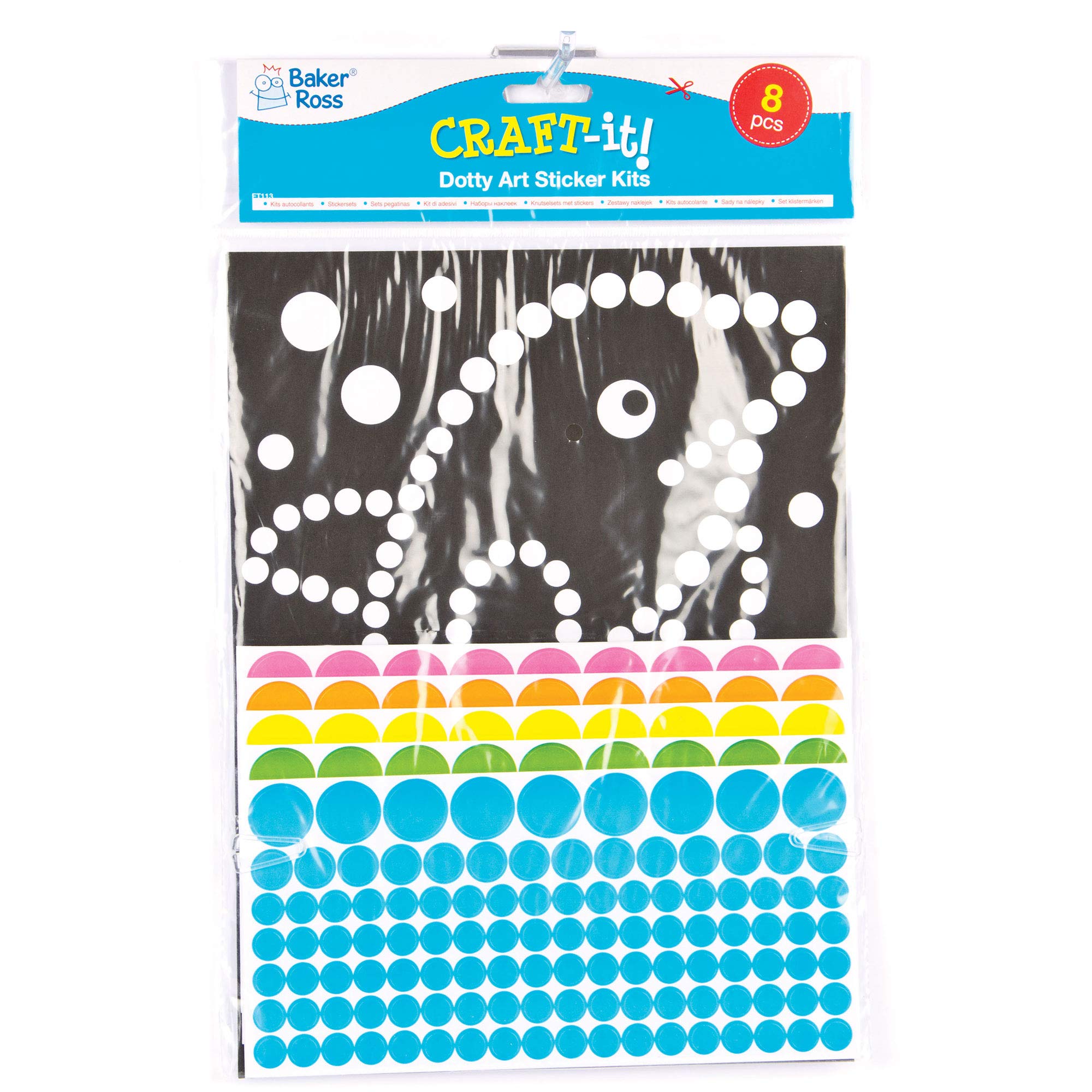 Baker Ross ET113 Dotty Sticker Art Pack of 8 for Kids Crafting | Assorted Designs | Vinyl Stickers 4