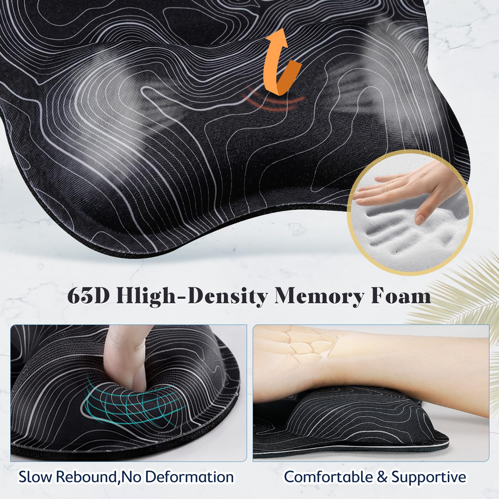 Gimars Ergonomic Mouse Pad & Keyboard Wrist Rest Set with Coaster | Gel Support | Map Color 4
