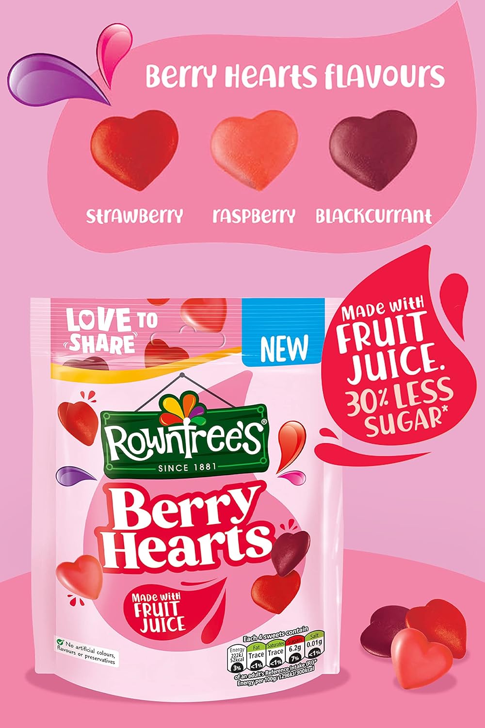 Nestlé Rowntree's Berry Hearts Fruchtige Kaubonbons, 115 g 6