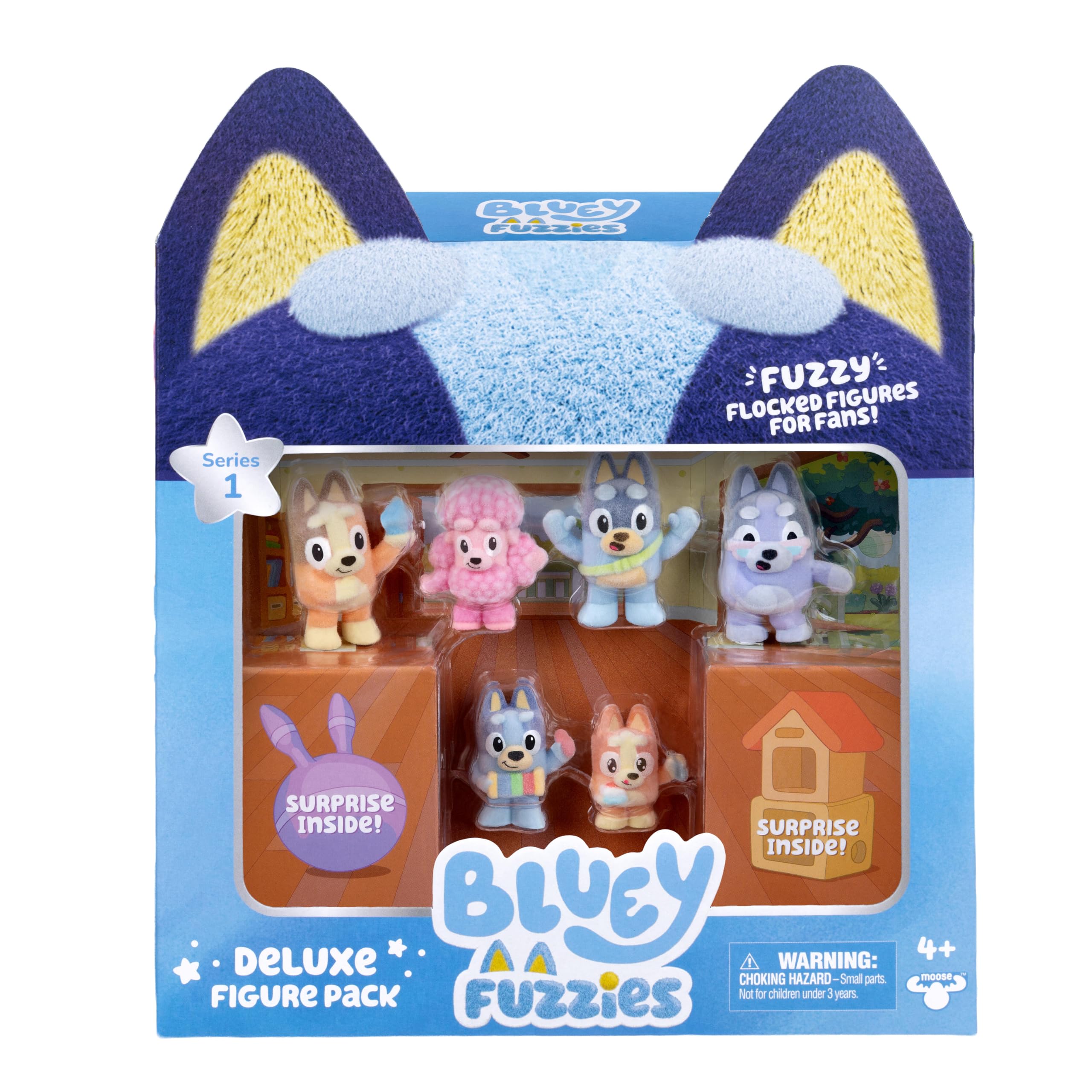 Bluey Fuzzy Flocked Deluxe Figure Pack - 8 Figures, Mystery Collectibles | Series 1 5