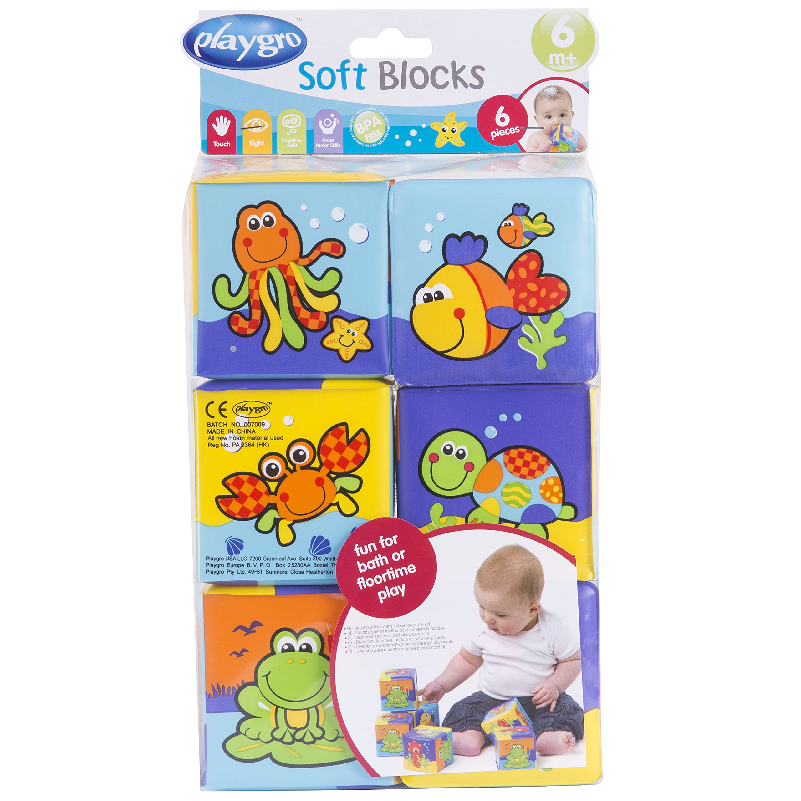 Playgro Bathtime Soft Blocks - 6 Pieces, Animal Figures | Ages 6 Months+ 4