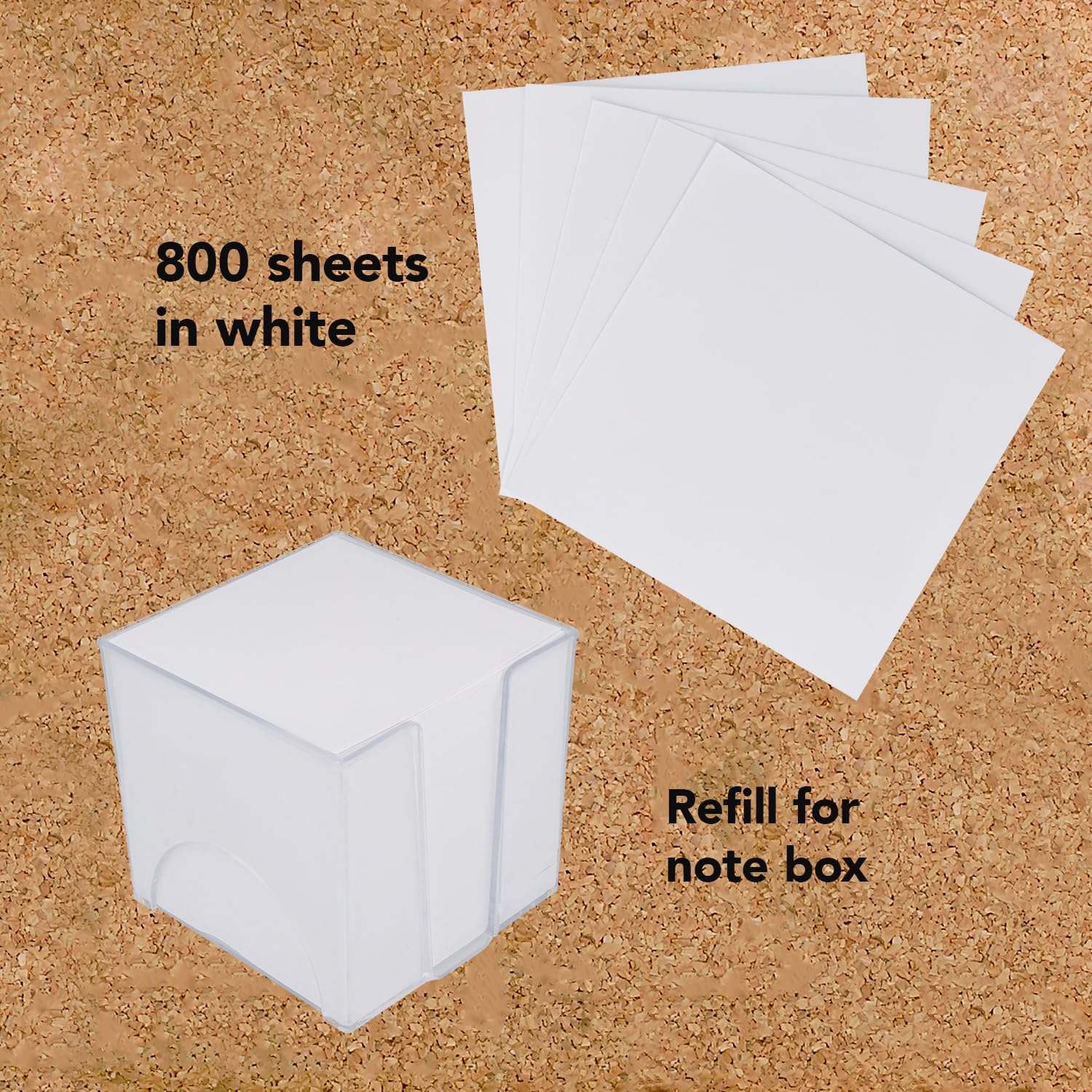 Westcott Note Block Refill Pack - 800 Sheets White Paper | 9 x 9 cm Size | 80g/m²