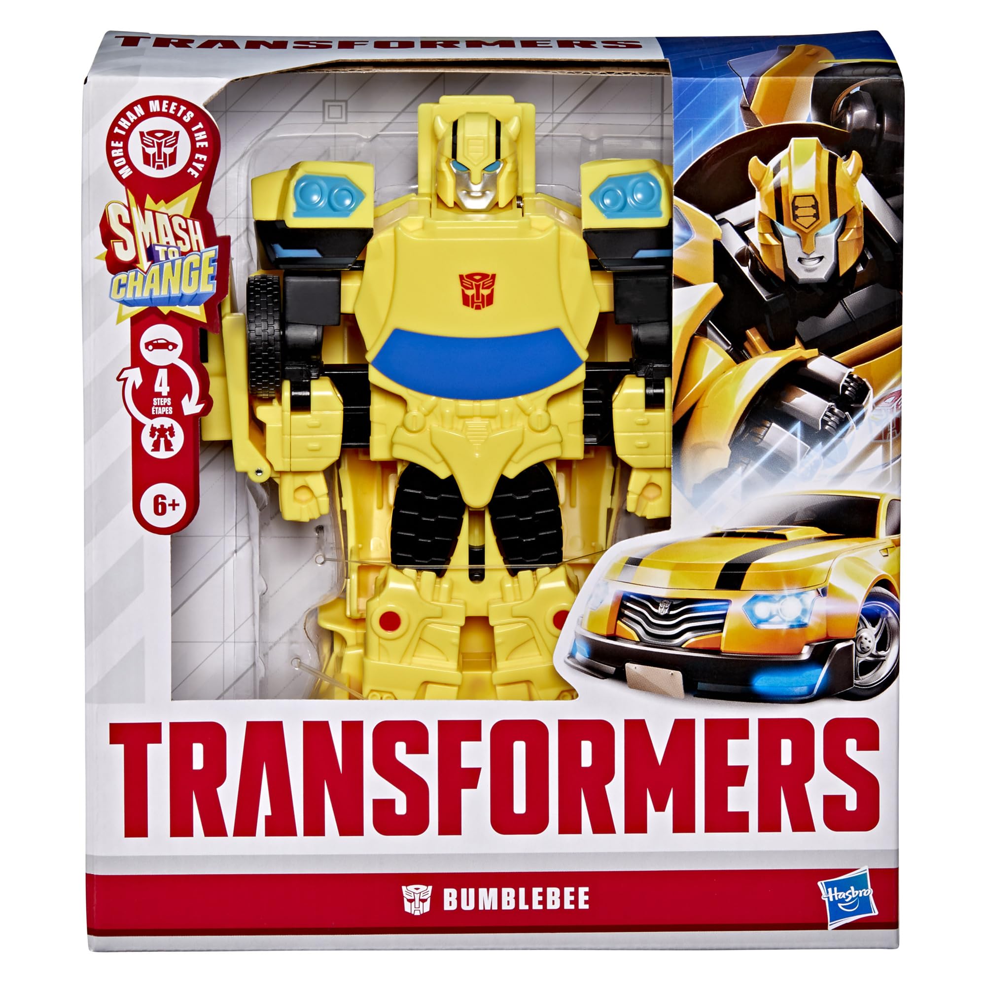 Transformers Bumblebee Smash Changers Action Figure | 8-Inch Robot | Yellow Plastic 3