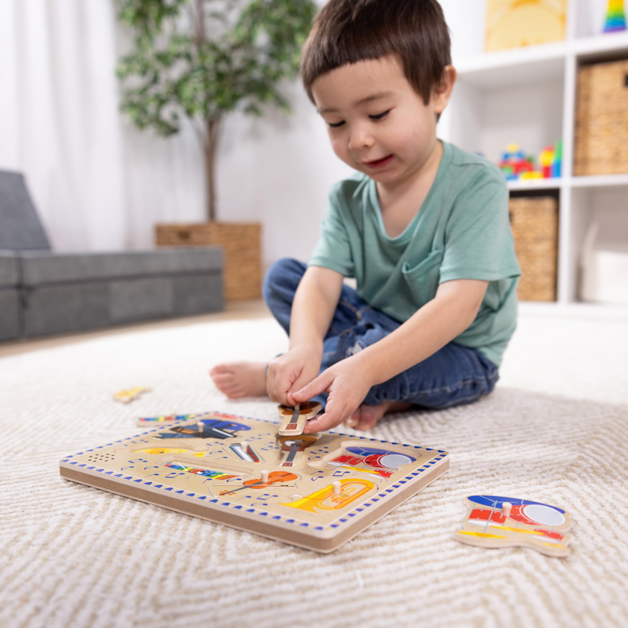 Melissa & Doug Musical Instruments Sound Puzzle - Wooden Peg Puzzle for Ages 2-5 | 8 Pieces 7