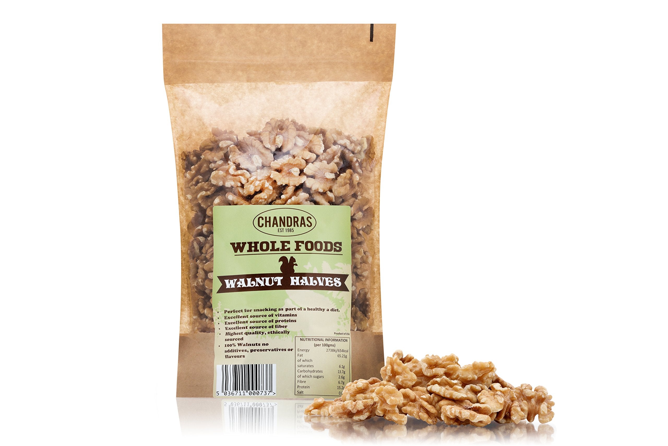 Chandra Whole Foods Walnut Halves - 350g | Gluten-Free | Vegan-Friendly 1
