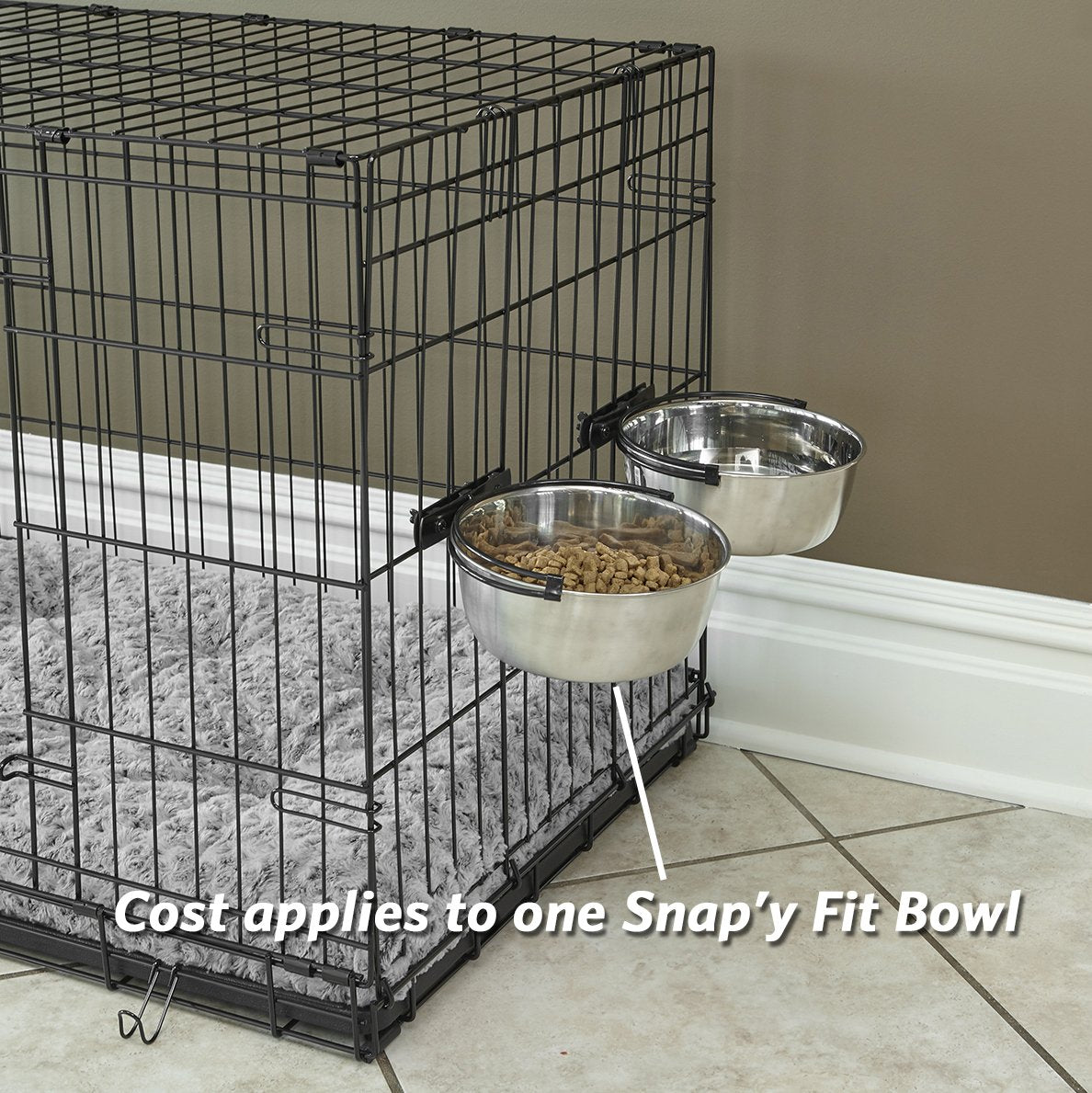 MidWest Homes for Pets Snap'y Fit Stainless Steel Crate Bowl | 295 ml Capacity | Spill Proof 3