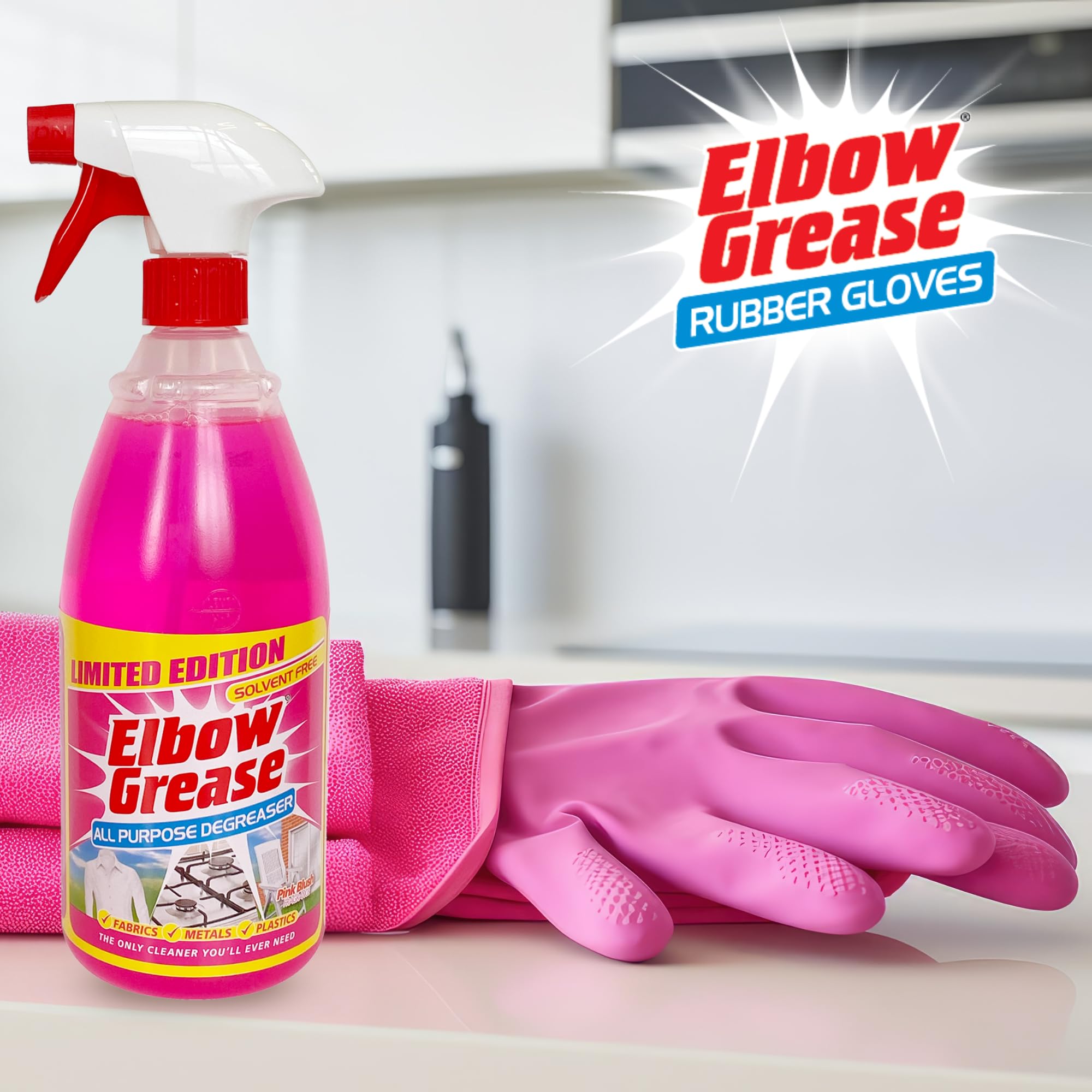 Elbow Grease Pink Rubber Gloves - Super Strong, Cotton Lined, Non-Slip Grip | Size M 4